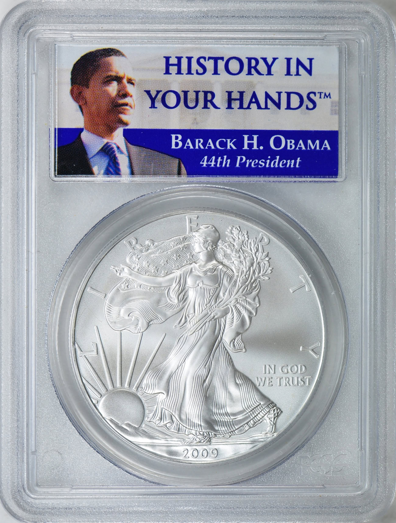 PCGS NGC 銀貨 2009 $1 Silver Eagle PCGS (Barack Obama Label) (Item 28228