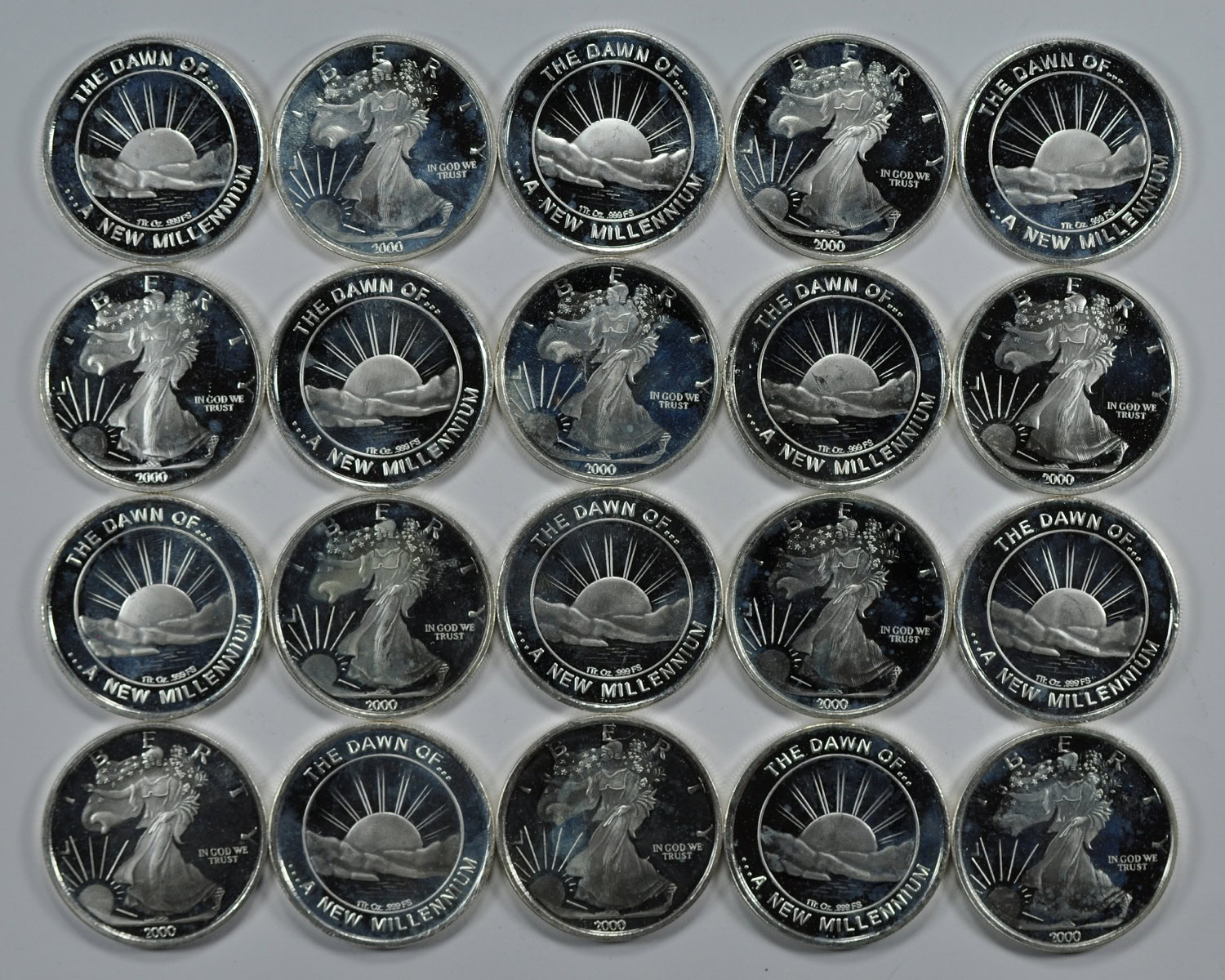 The Dawn of A New Millennium 1 Oz. Silver Rounds Uncertified (20 
