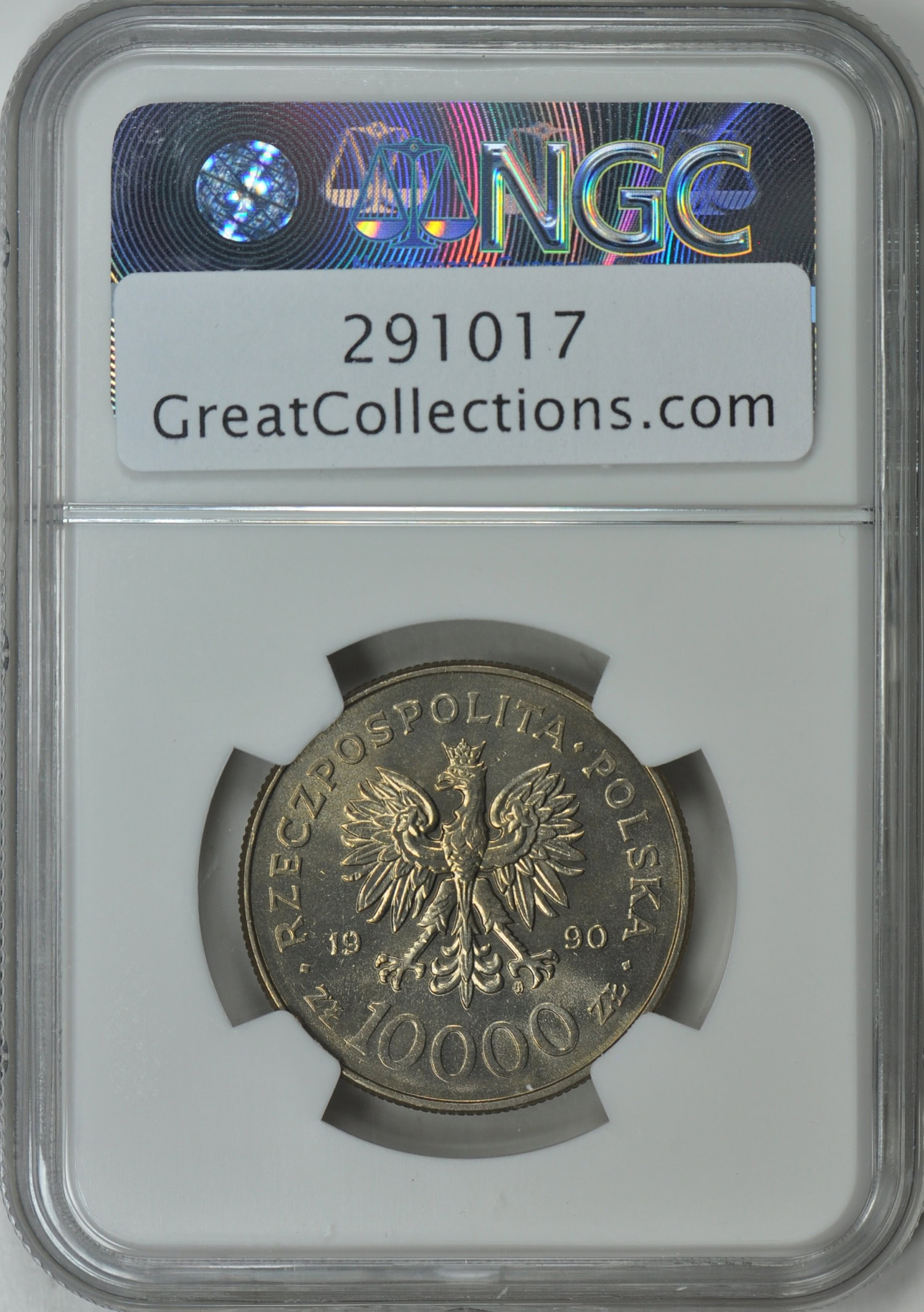 Poland 1990-MW 10000 Zlotych Solidarity Anniversary NGC MS-67