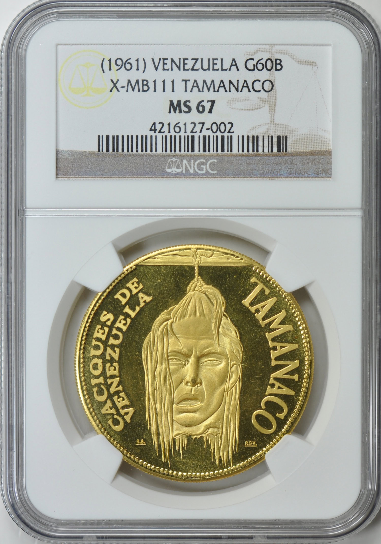 渓流あまごさん 優先 NGC-MS63RB フランス 万国博覧会記念 メダル Venezuela (1961) Gold 60 Bolivares X-MB111 Tamanaco NGC MS-67 (AGW