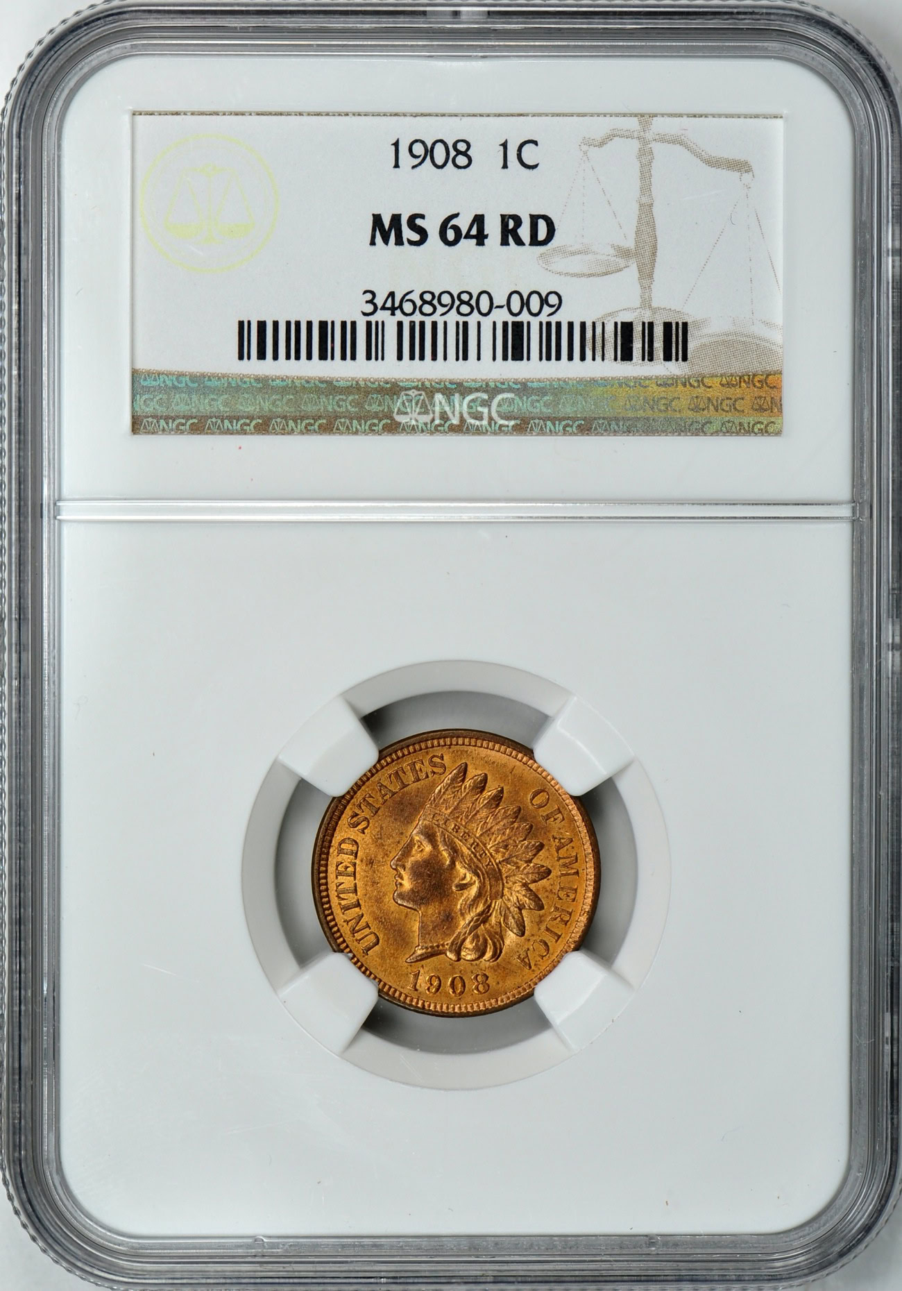 1908 Indian Cent NGC MS-64 RD (Item 30708) | GreatCollections Coin