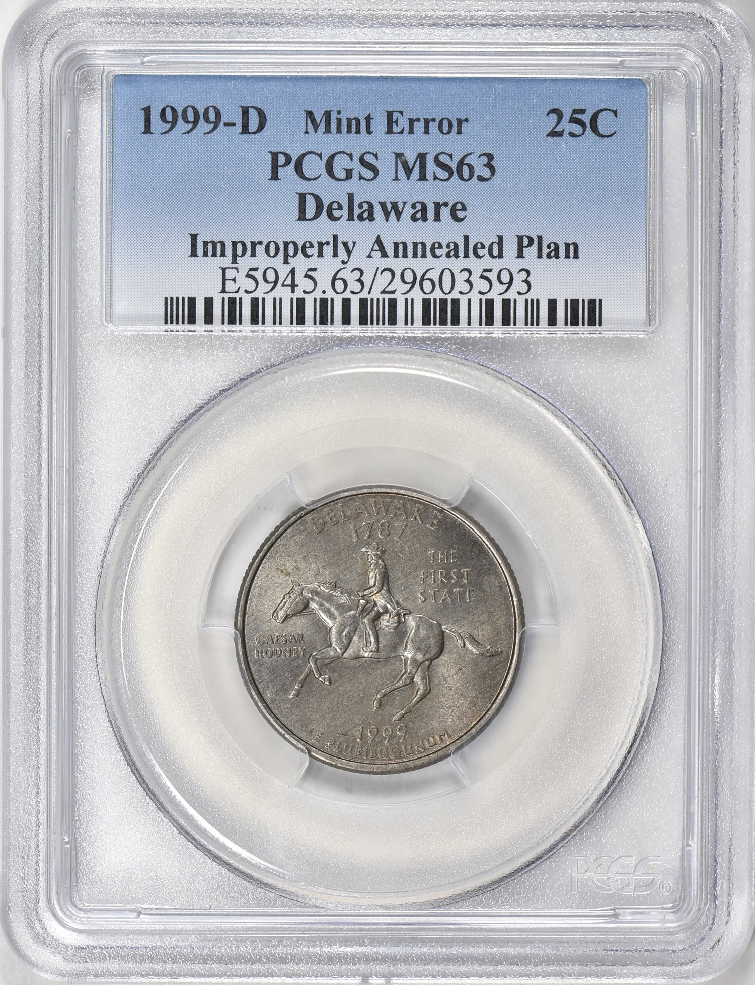 Mint Error 1999-D State Quarter Delaware Improperly Annealed