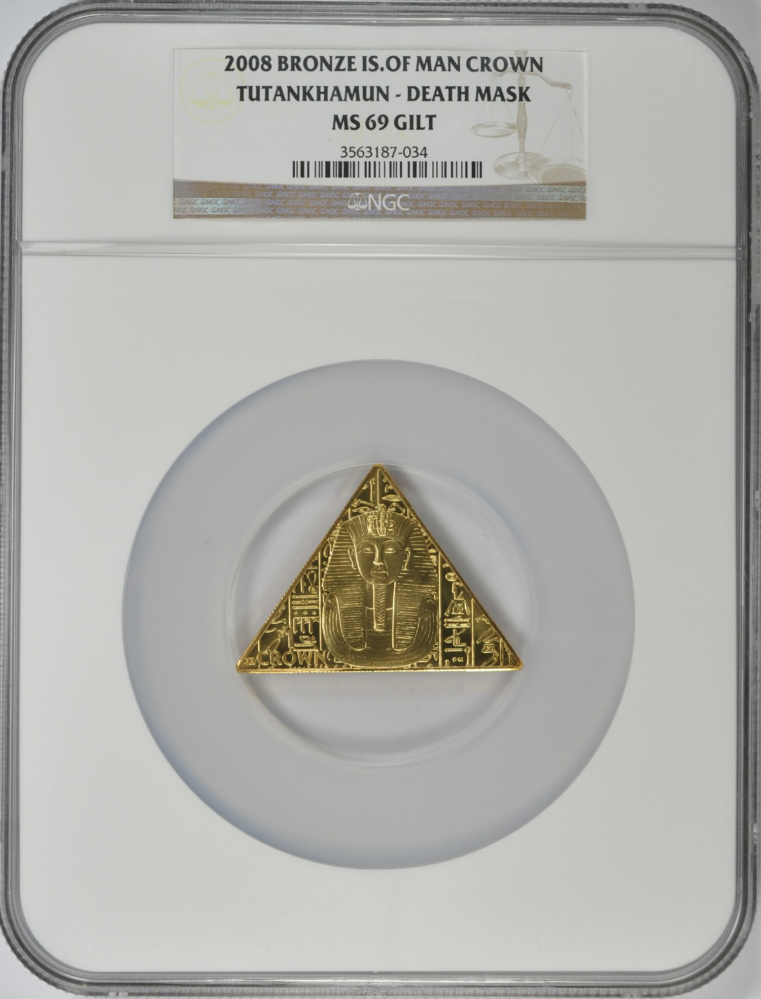 Isle of Man 2008 Crown Bronze Gilt Tutankhamun - Death Mask NGC MS