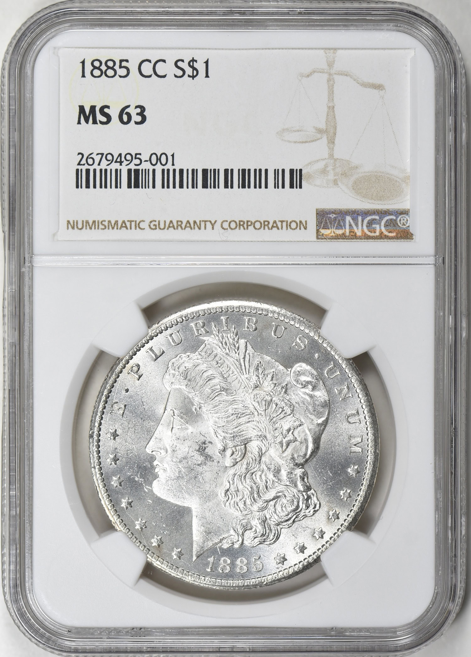 【NGC MS63】1885年 モルガン銀貨 ドル $1 　アメリカ 1885-CC Morgan Silver Dollar NGC MS-63 (Item 353653