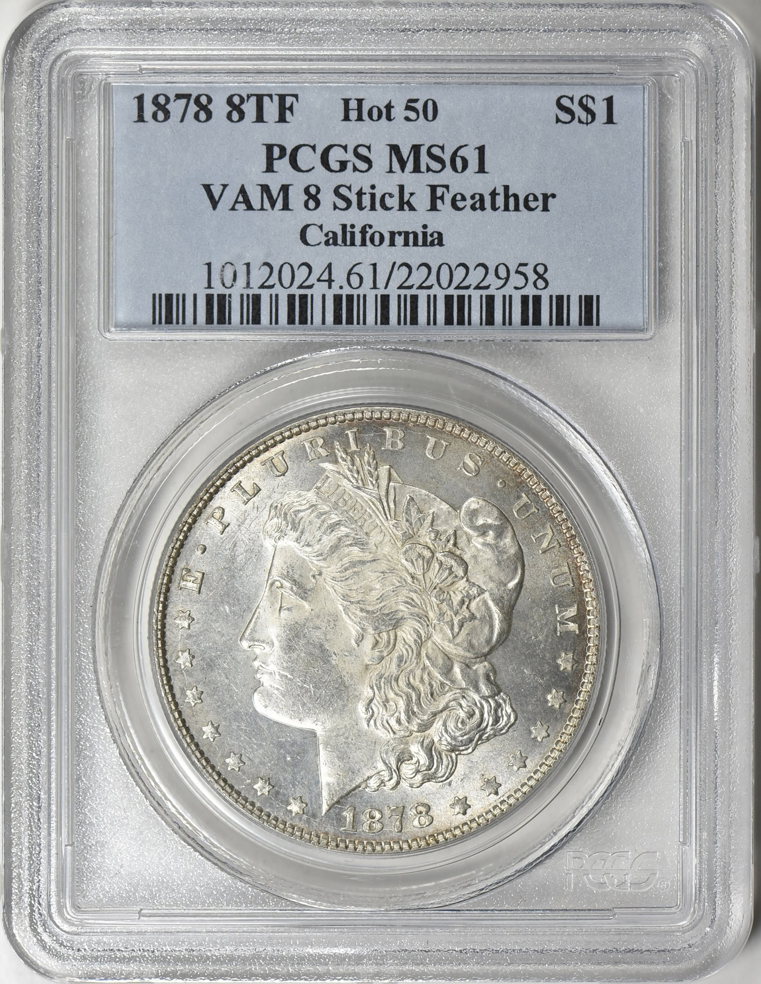 アクセサリー chooke SILVER DOLLAR FEATHER LEFT 1878 Morgan Silver Dollar 8 Tailfeathers VAM-8 Stick Feather Hot