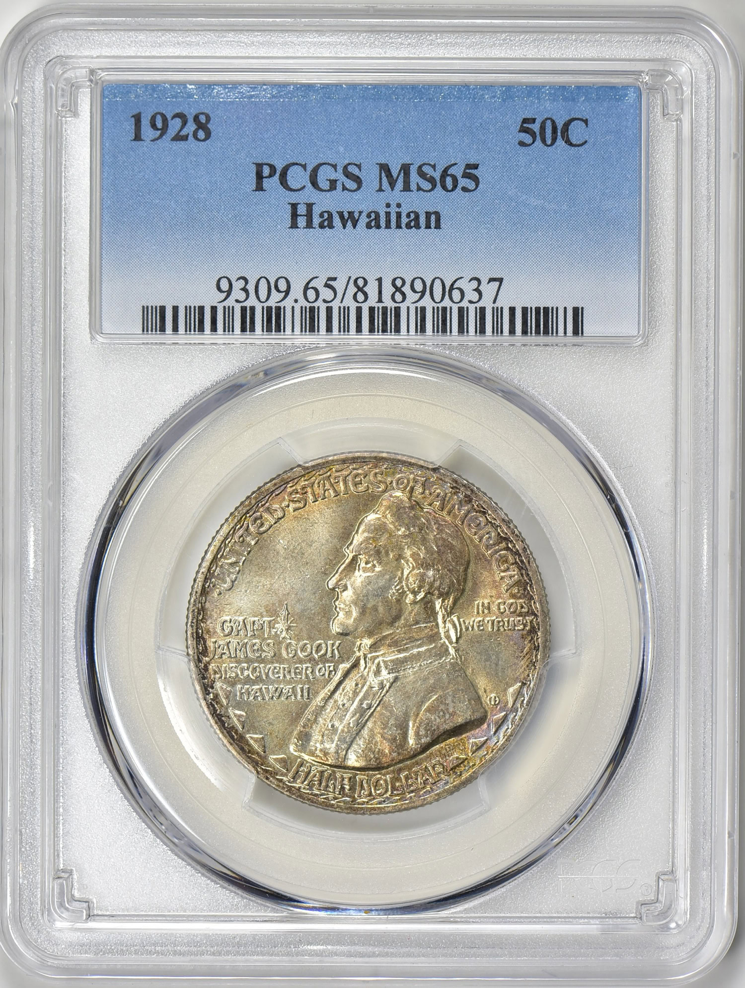 1928 Hawaiian Sesquicentennial Half Dollar PCGS MS-65 (Toned 