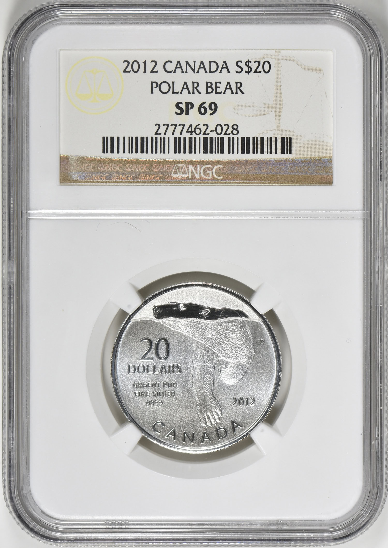 Canada 2012 S$20 Silver Polar Bear NGC SP-69 | NGC Cert #2777462