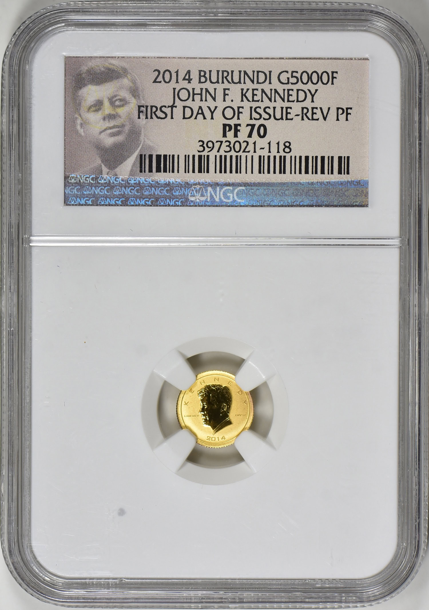 Burundi 2014 Gold 5000 Francs John F. Kennedy First Day of Issue