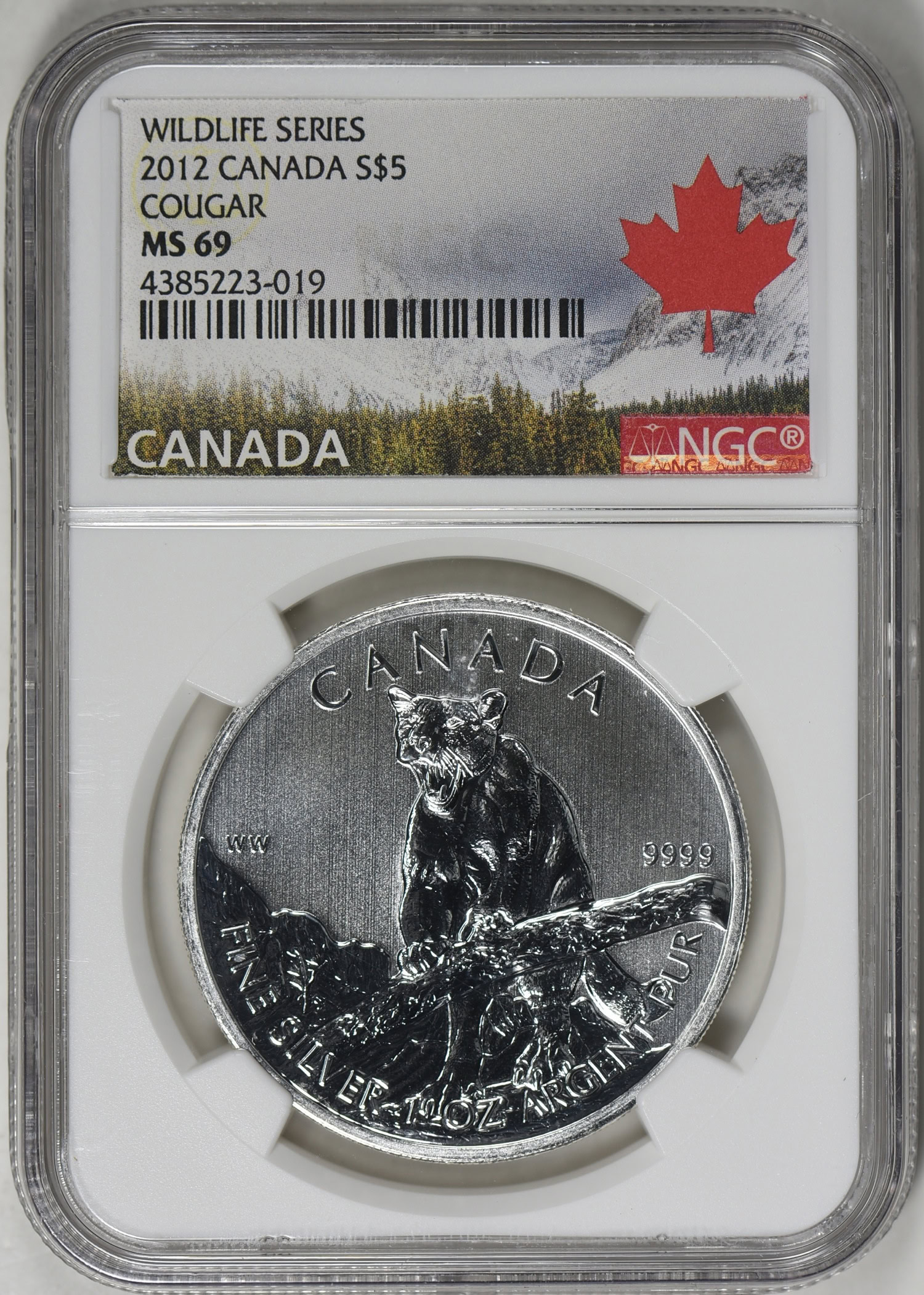 Canada 2012 S$5 Silver Wildlife Series Cougar NGC MS-69 | NGC Cert