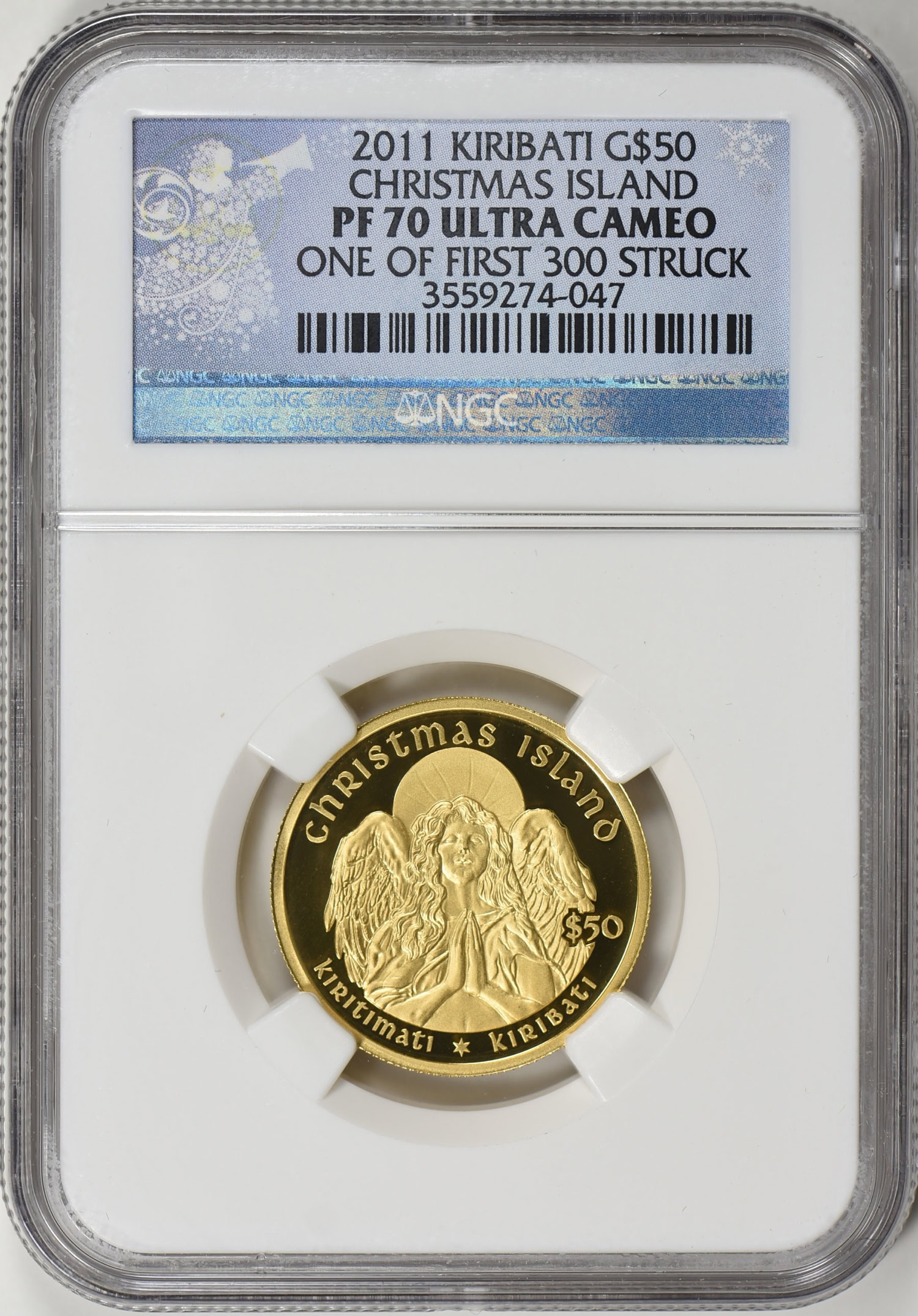 Kiribati 2011 G$50 Gold Christmas Island NGC Proof-70 UC (AGW
