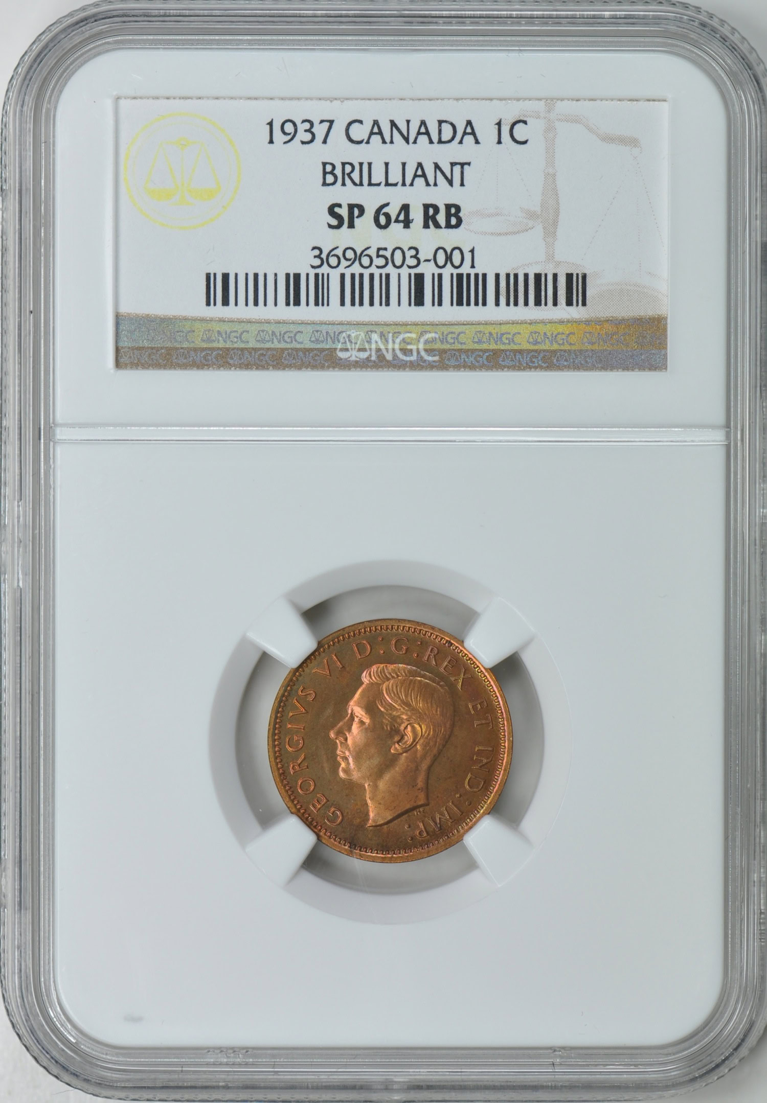 Canada 1937 1c-$1 Specimen Set Silver Brilliant NGC SP-64/66/67 (6
