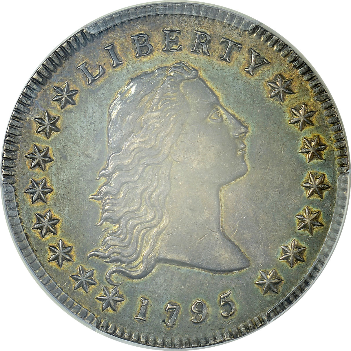 【希少】海外古銭　アメリカ　オーストラリア 1795 Flowing Hair Silver Dollar 2 Leaves PCGS AU-55 CAC (Item
