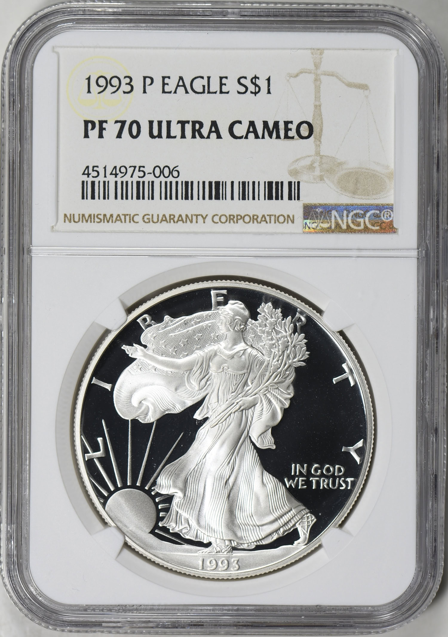 1993-P $1 Silver Eagle NGC Proof-70 UC (Item 425274