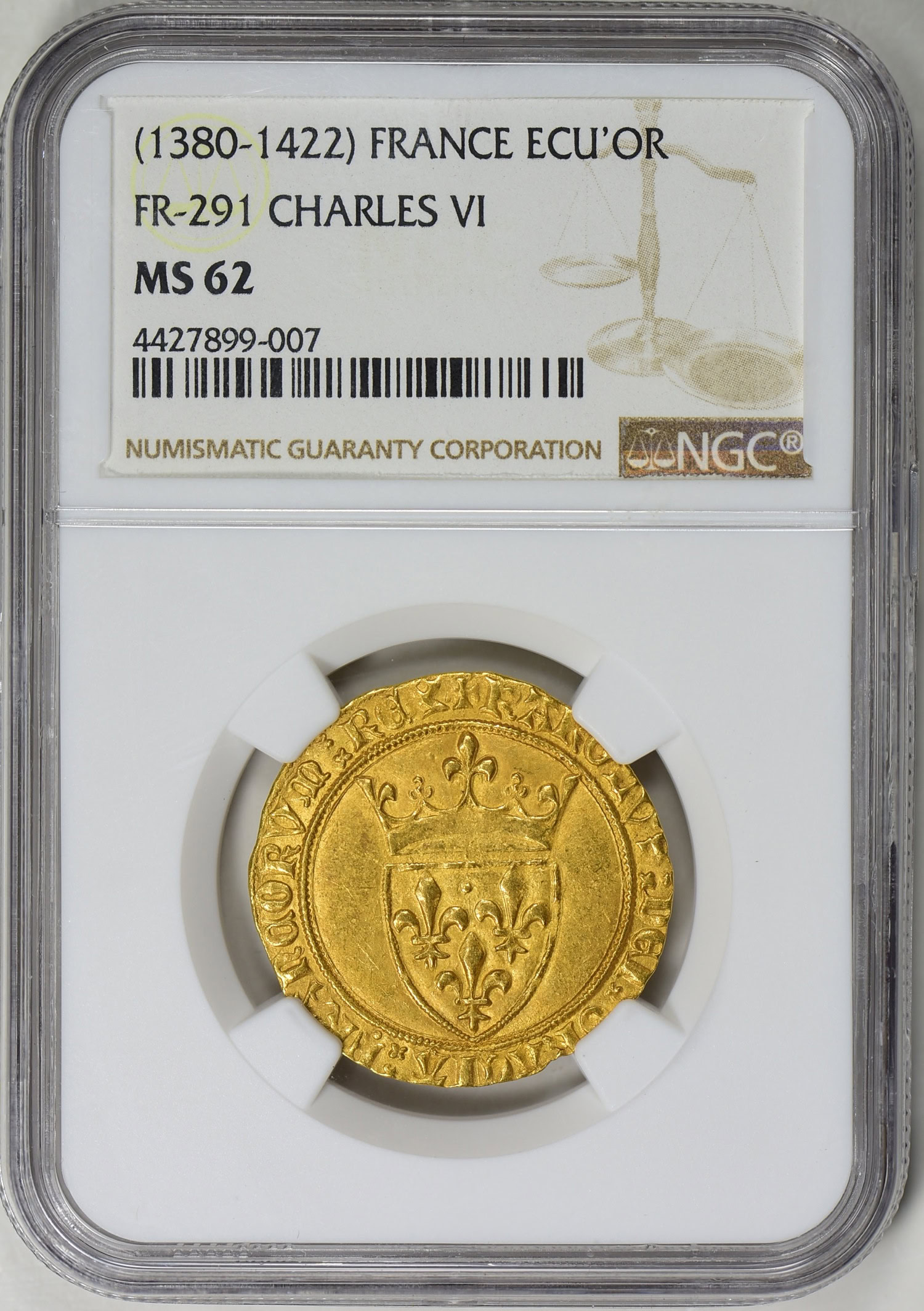 エドワード昌司ファウルクス EDDIE GOLD エディゴールド定価14800円 France (1380-1422) Gold Ecu d'Or FR-291 Charles VI NGC MS-62 | NGC