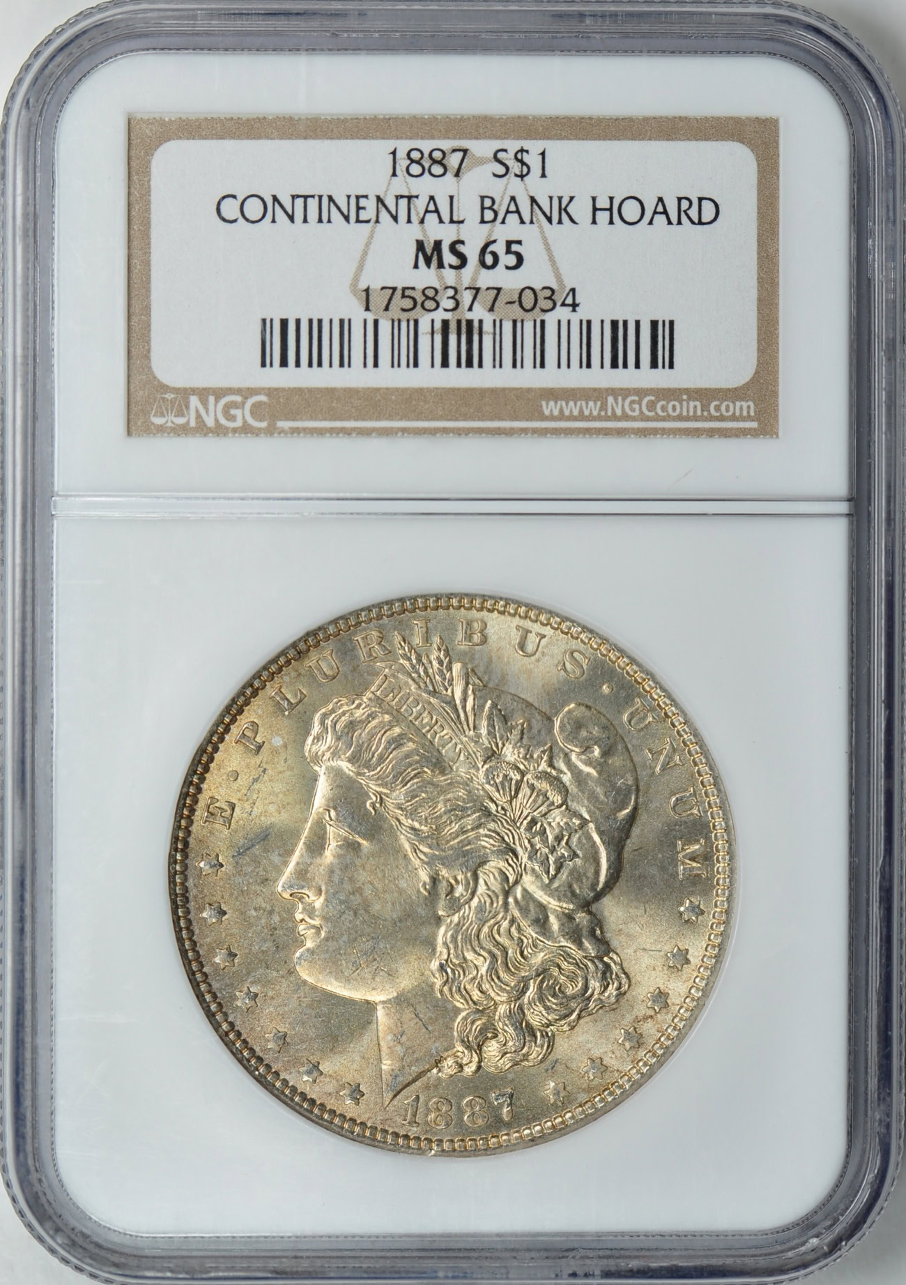 1887 Morgan Silver Dollar NGC MS-65 Continental Bank Hoard (Item