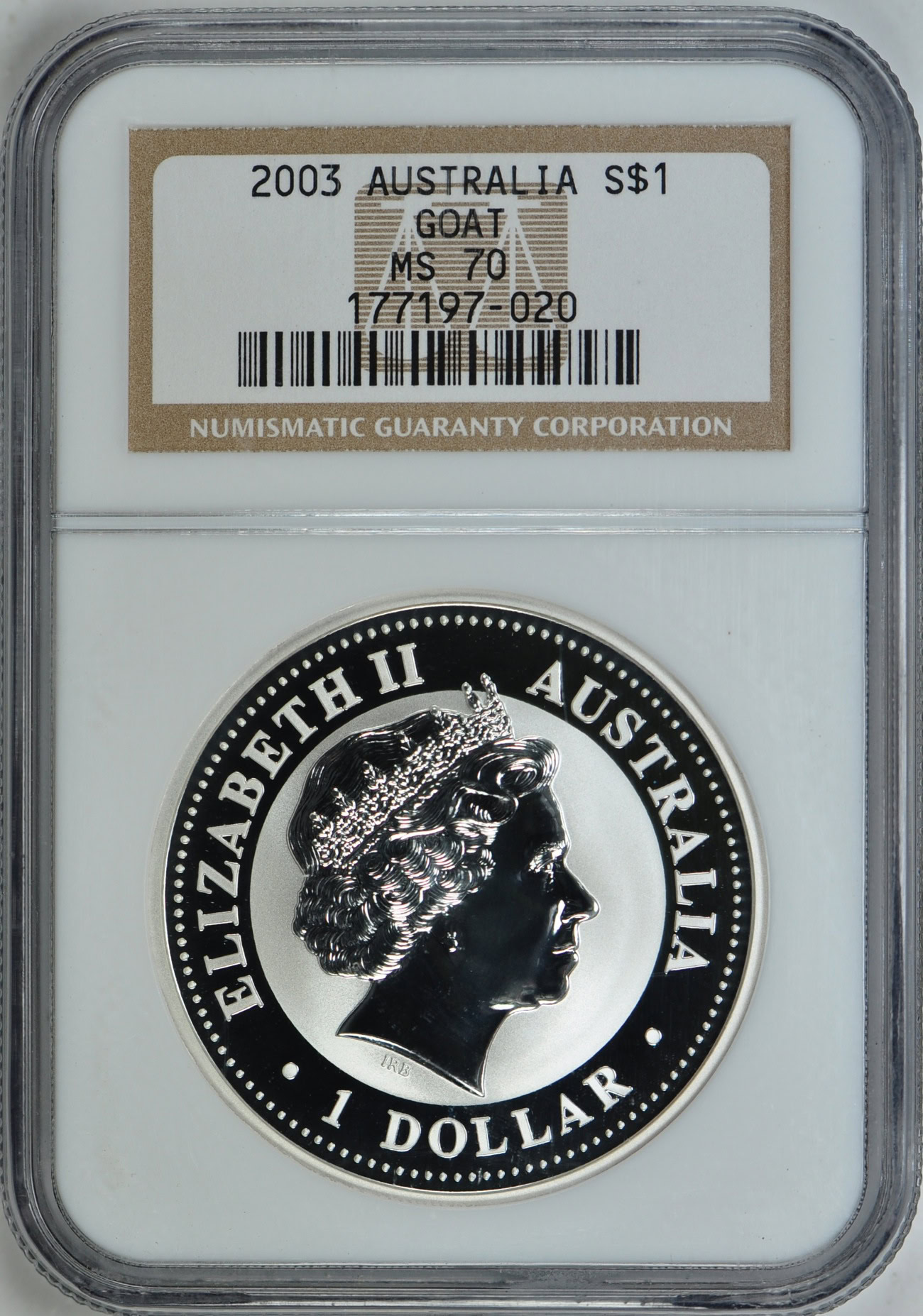 Australia 2003 S$1 Silver Goat NGC MS-70 (Item 44750