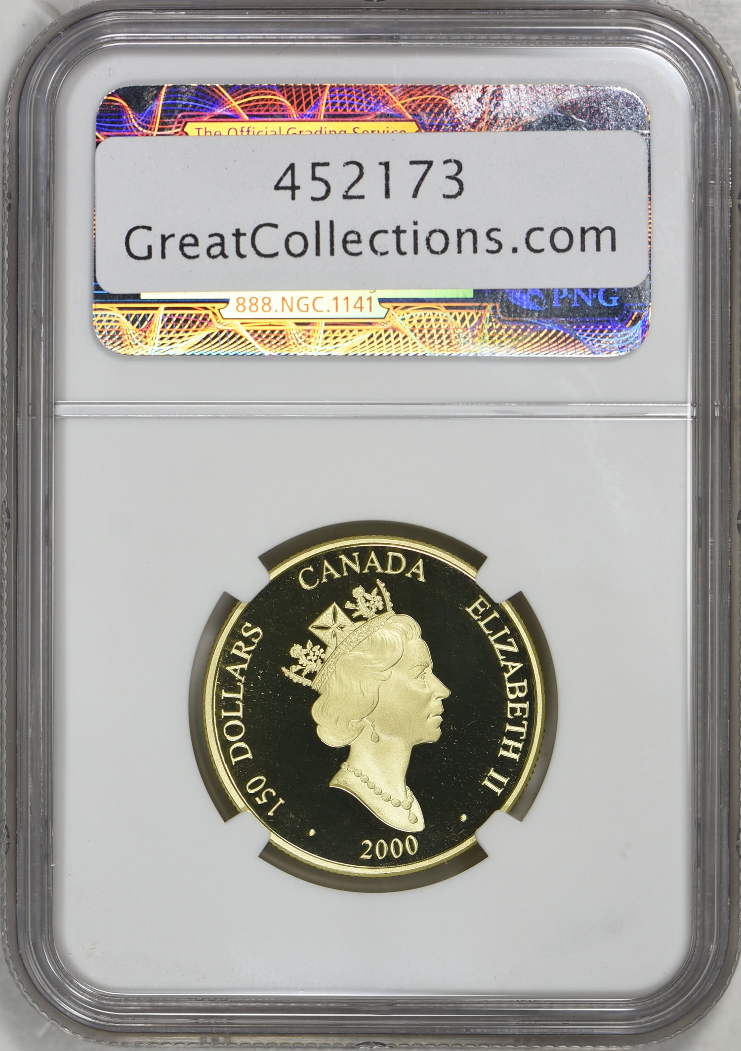 Canada 2000 G$150 Gold Dragon Hologram NGC Proof-69 UC (AGW