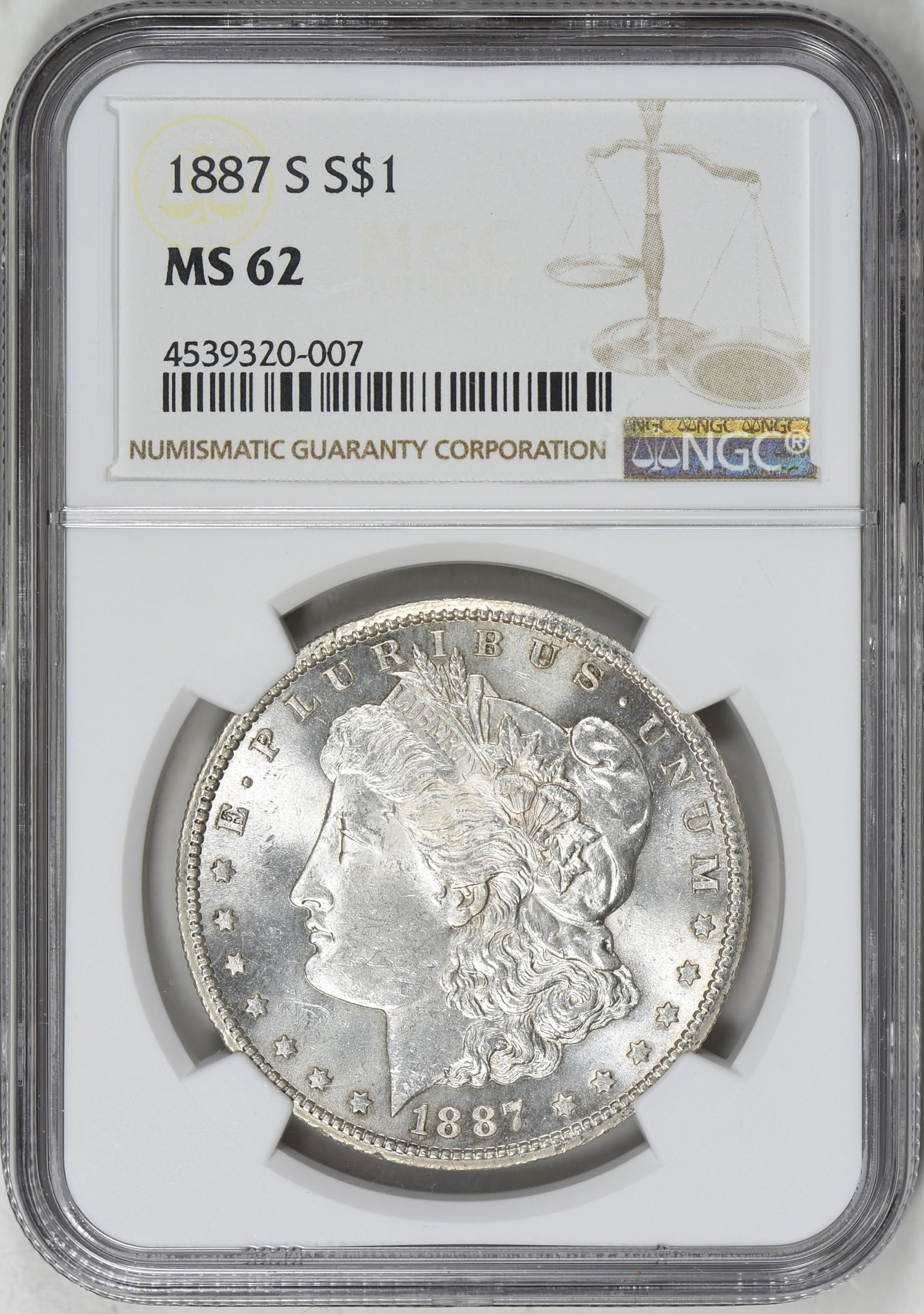 1887-S Morgan Silver Dollar NGC MS-62 (Item 454667
