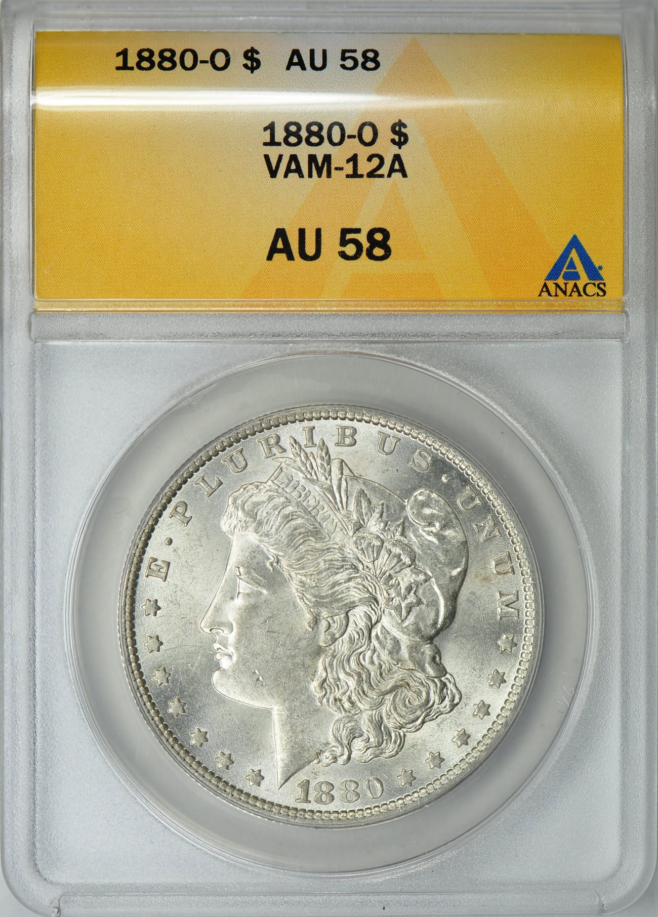 1880-O Morgan Silver Dollar VAM-12A ANACS AU-58 (Item 46023