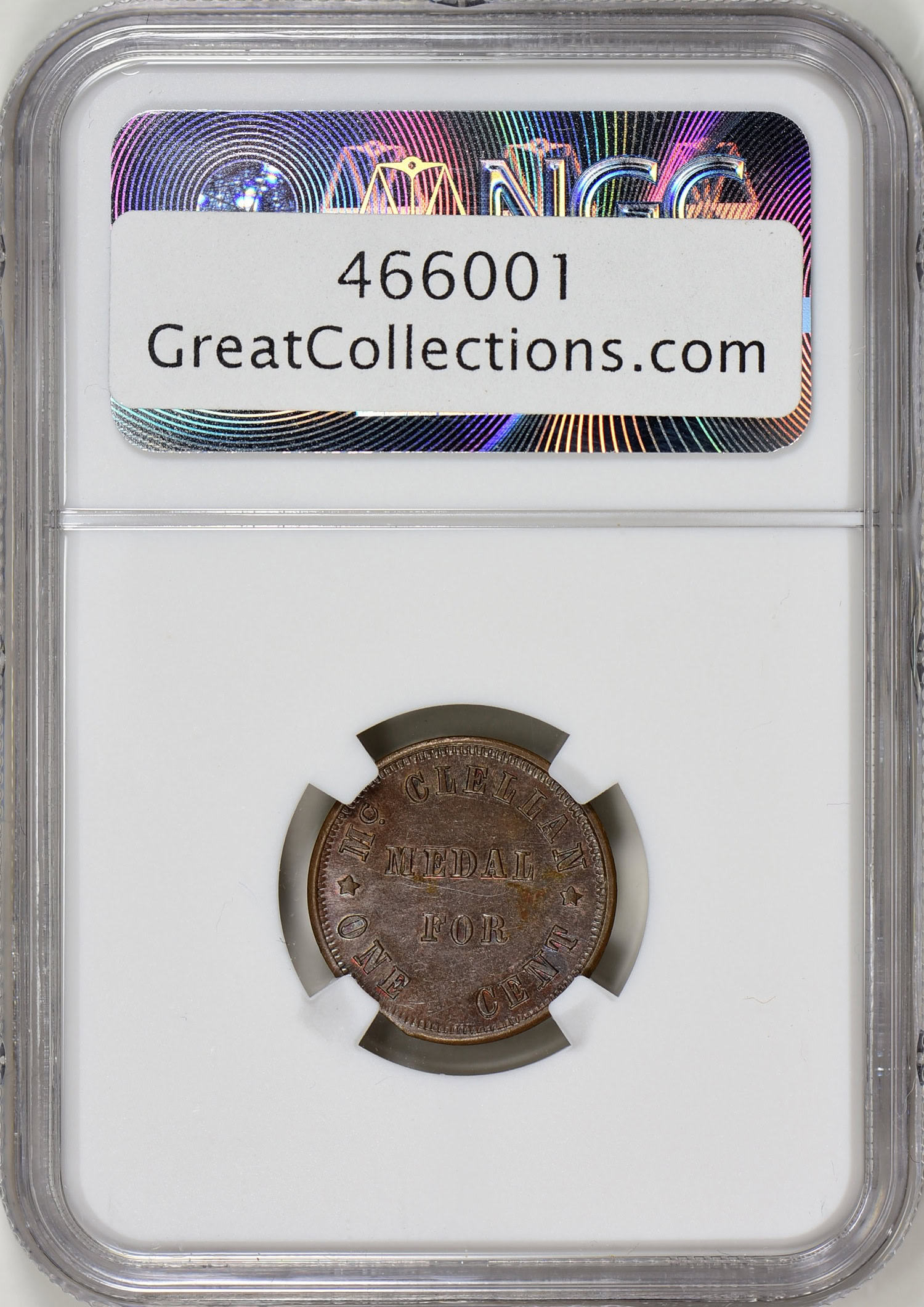 1863 Civil War Token F-140/394 a Little Mack NGC MS-63 BN | NGC Cert  #4433902-032 | GreatCollections Coin Auctions Item #466001