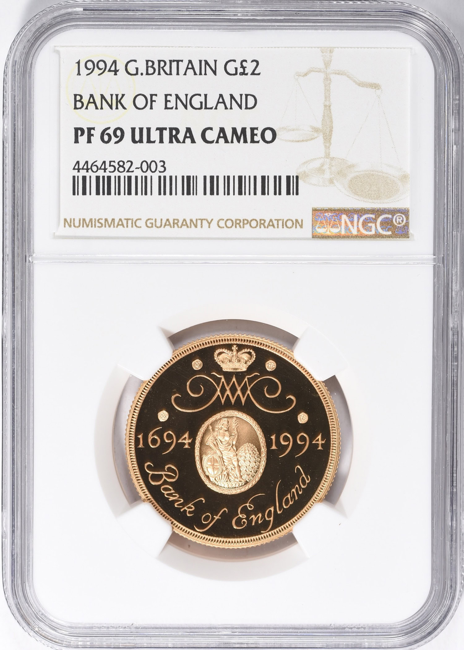 Great Britain 1994 Gold 2 Pounds 300th Anniversary of the Bank of ...