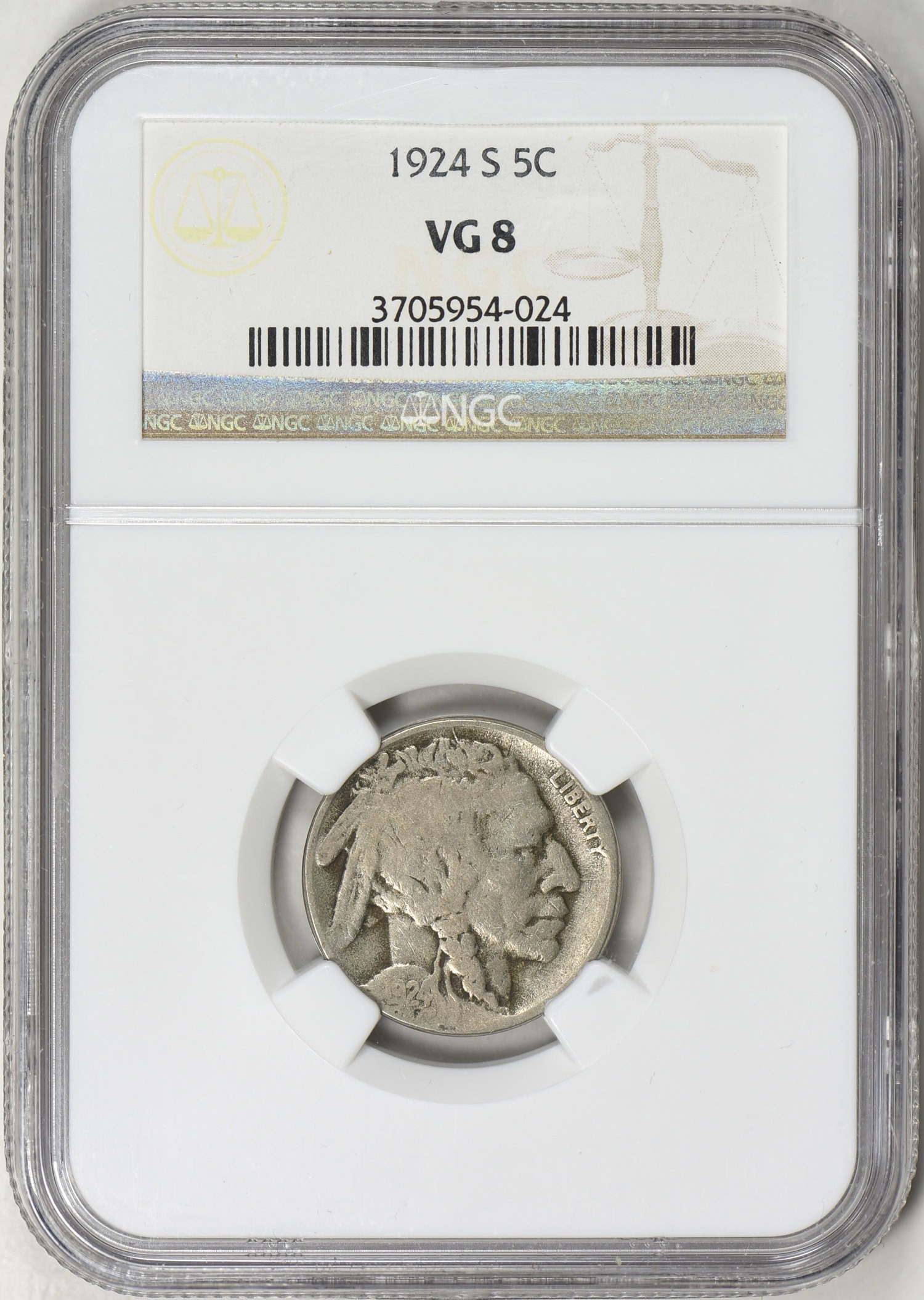 1924-S Buffalo Nickel NGC VG-08 (Item 480710) | GreatCollections Coin ...