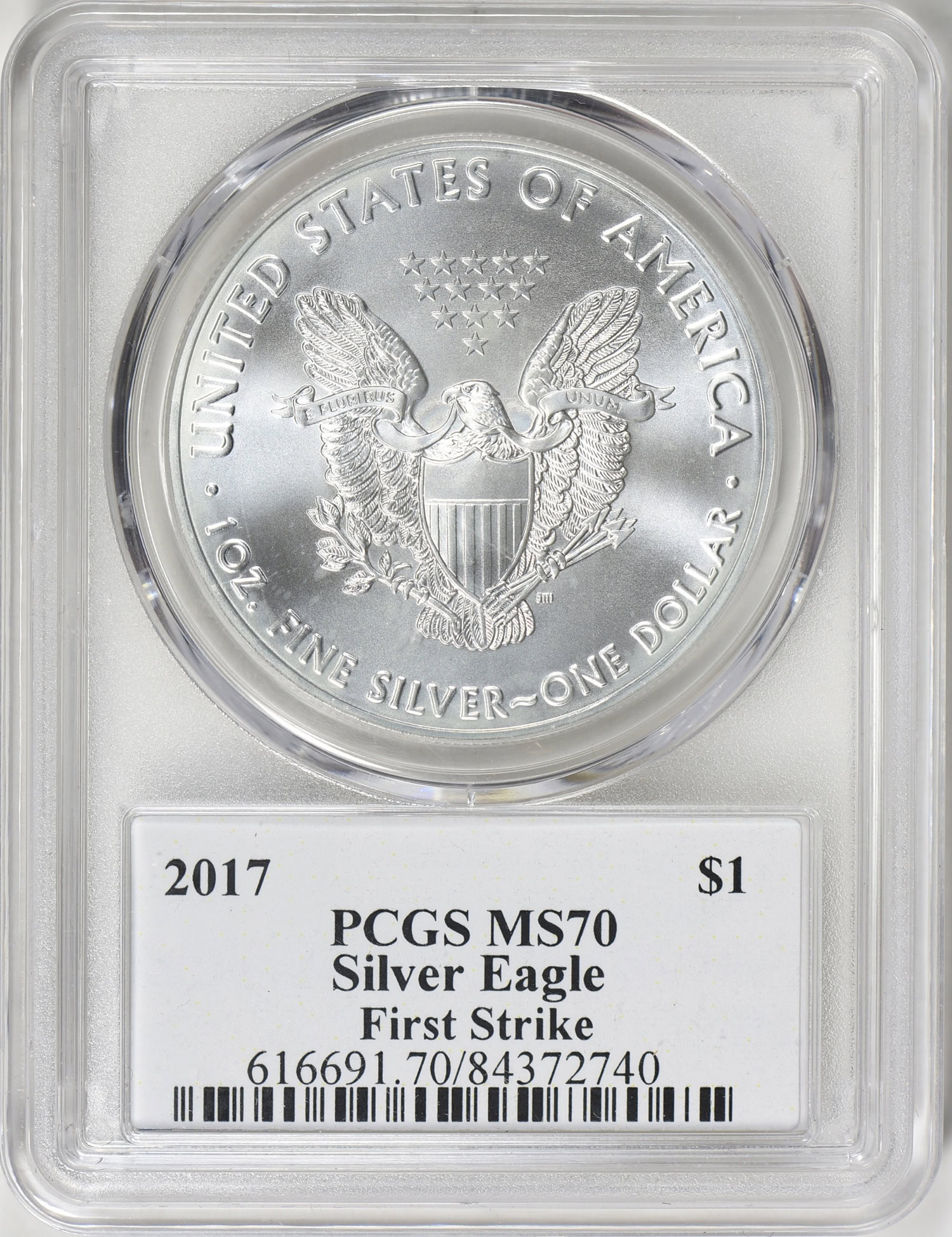 2017 $1 Silver Eagle First Strike PCGS MS-70 (America First Donald J ...