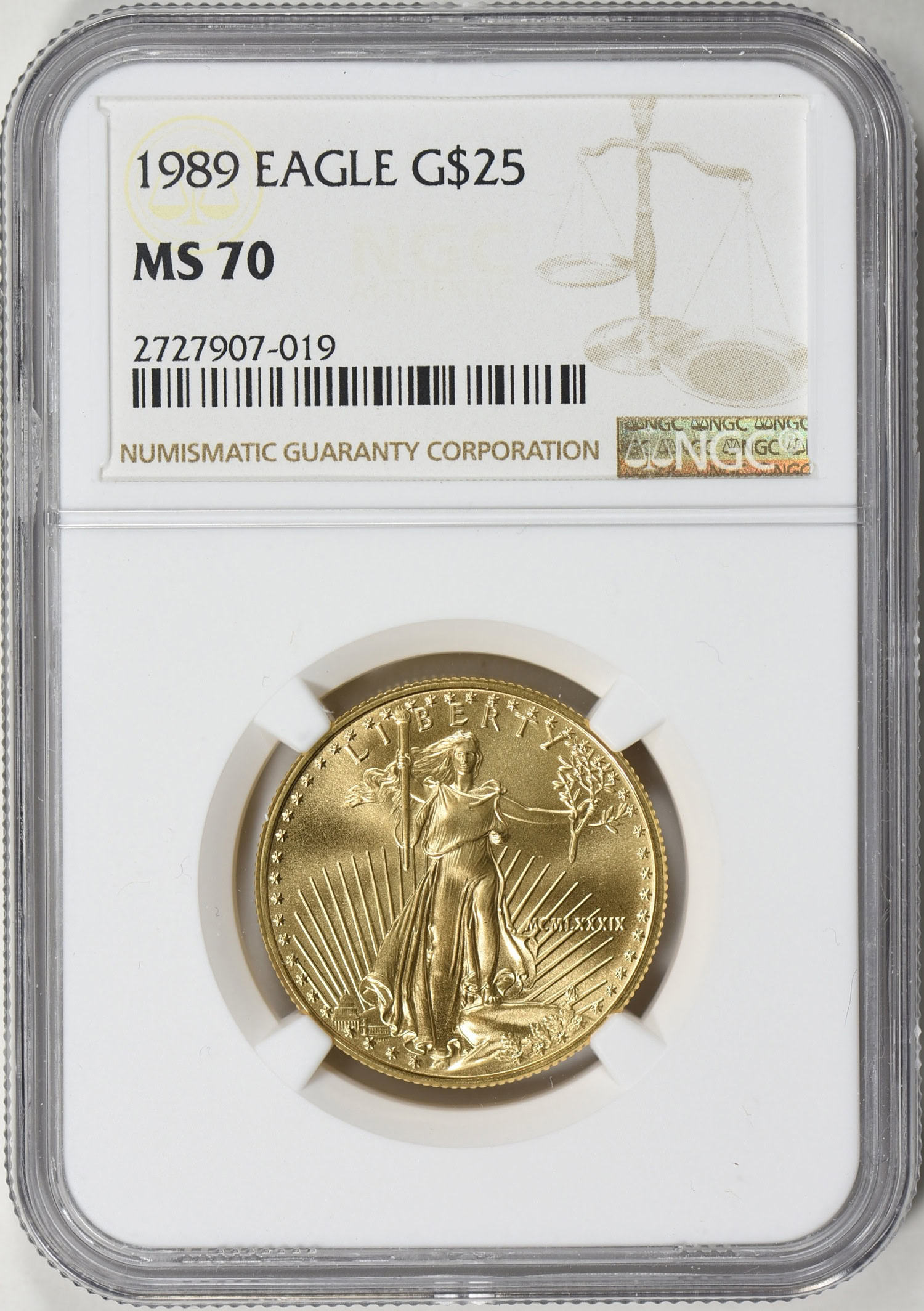 1989 $25 Half-Ounce Gold American Eagle NGC MS-70 (Item 514021