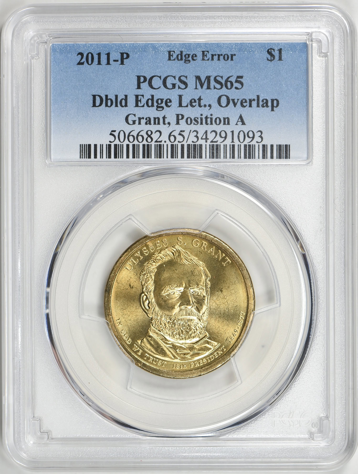 Mint Error 2011-P $1 Presidential Dollar Ulysses S. Grant Doubled