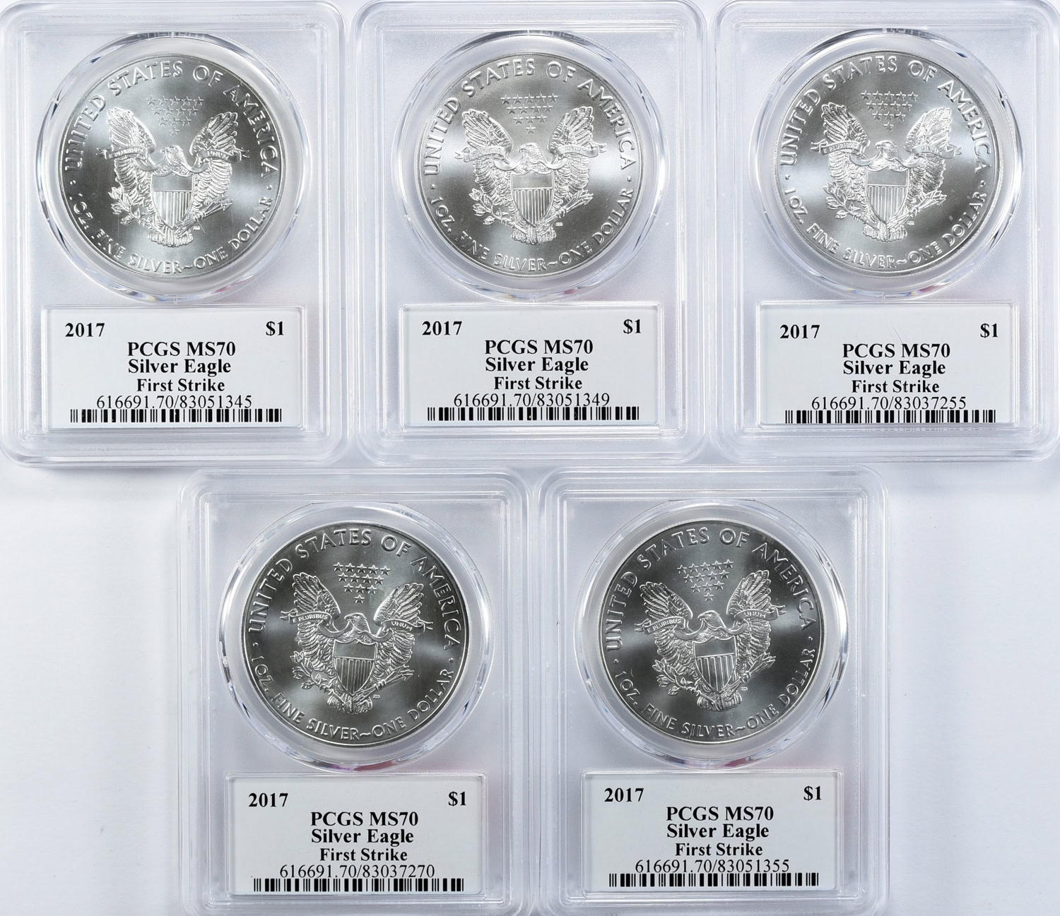 2017 $1 Silver Eagle First Strike PCGS MS-70 (Donald J. Trump Labels ...