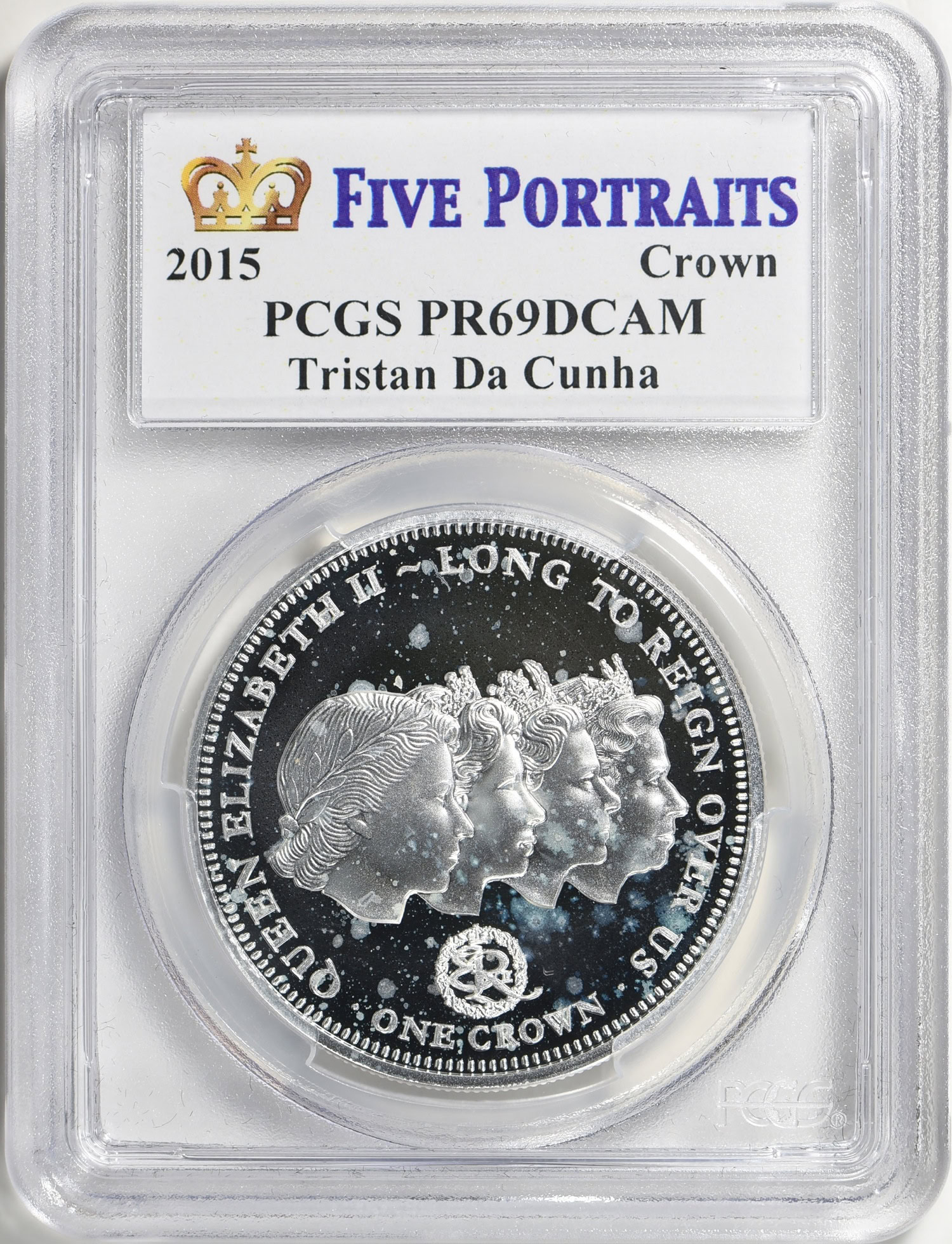 Tristan Da Cunha 2015 Silver Crown Five Portraits Queen Elizabeth