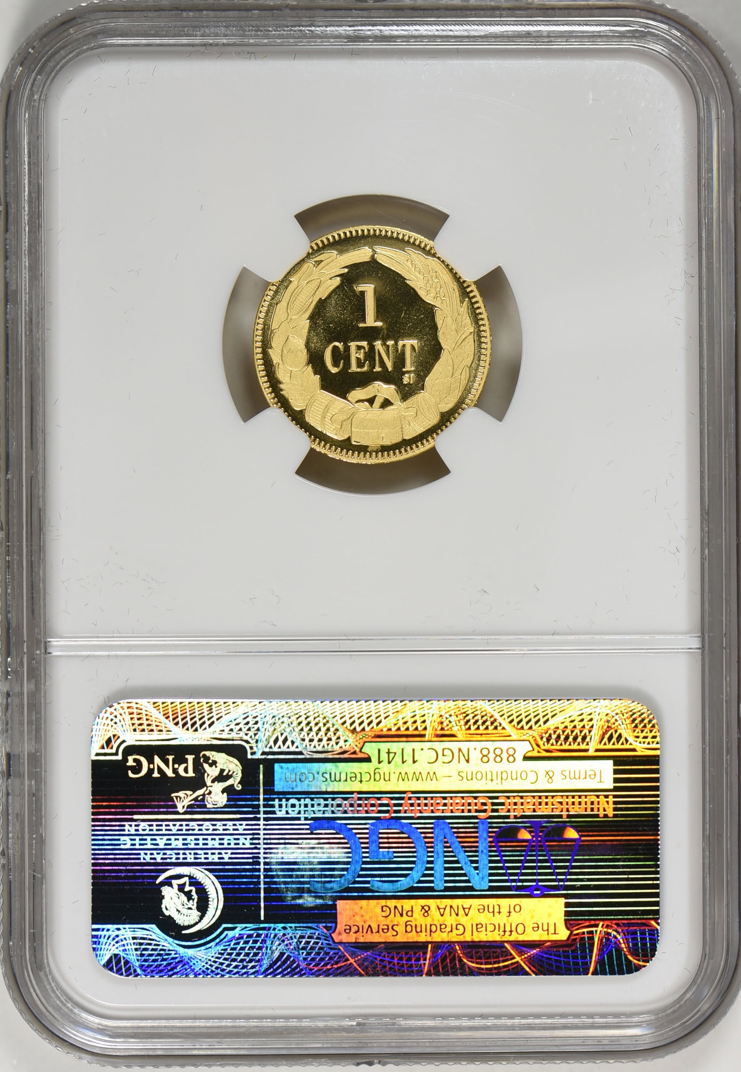 1861 Confederate Cent Smithsonian Restrike Set in Gold, Silver
