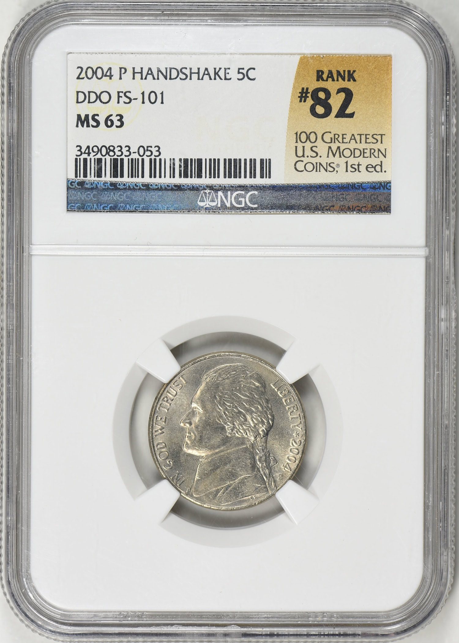 2004-P Jefferson Nickel Peace Medal DDO FS-101 NGC MS-63 (100