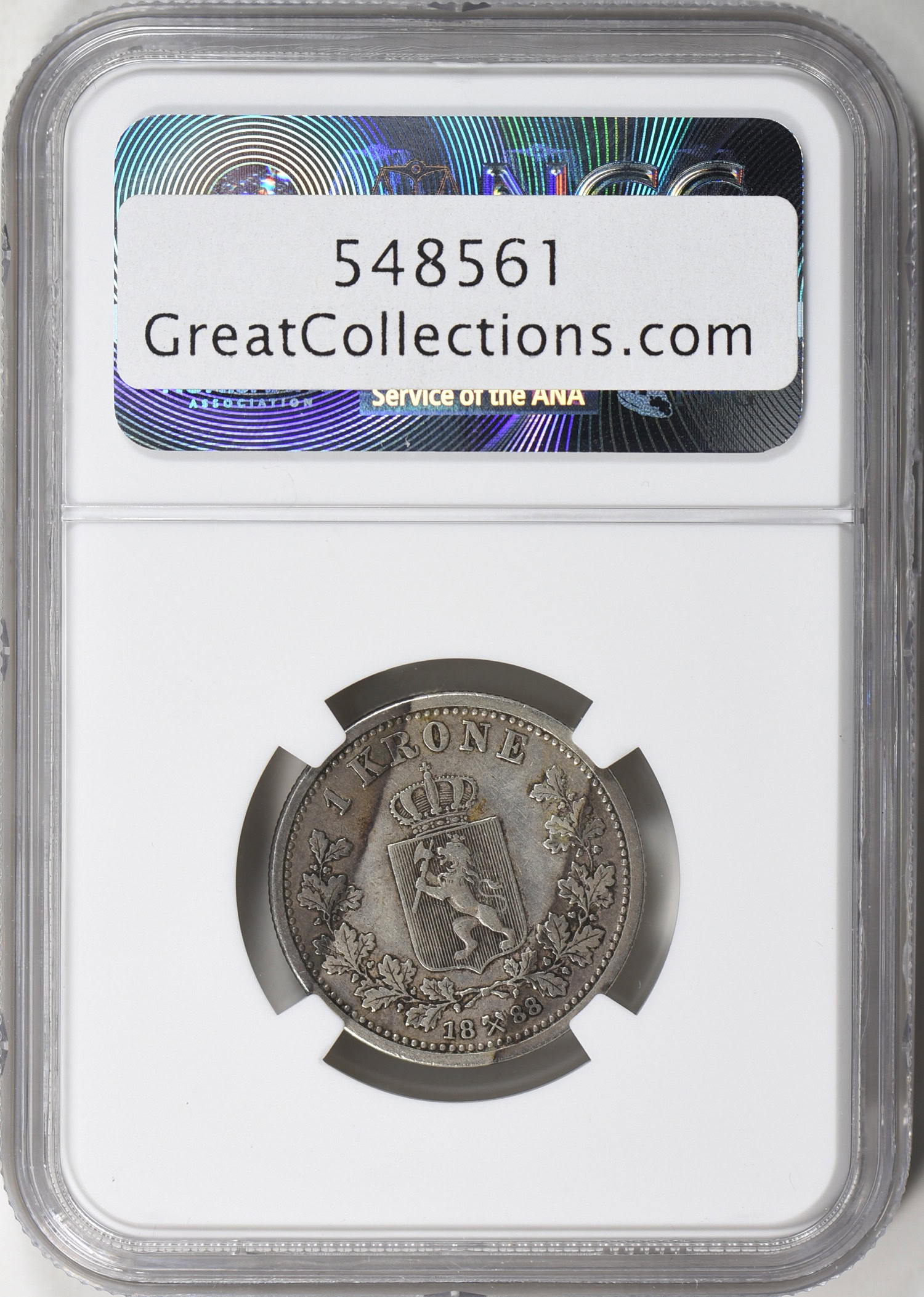 Norway 1888 Silver Krone NGC VF-20 | NGC Cert #4500998-001