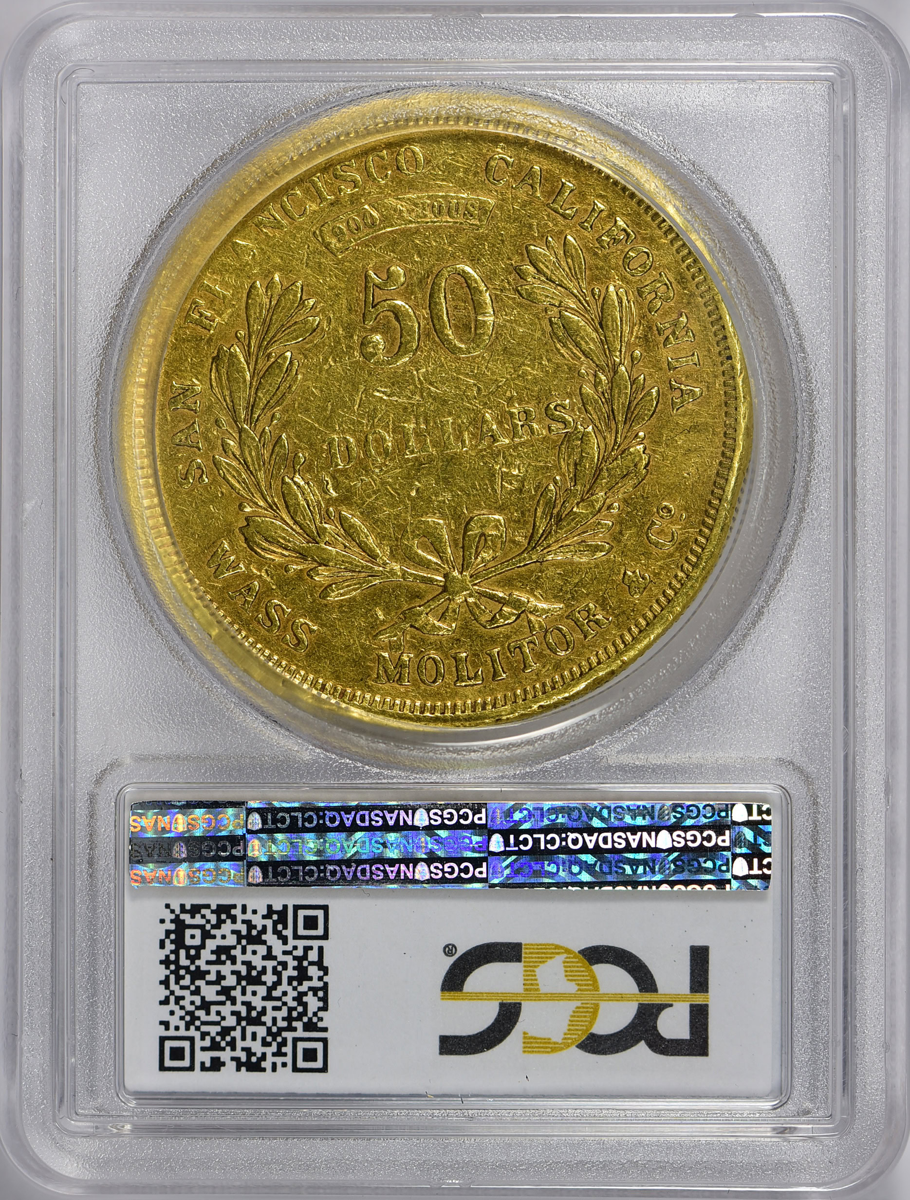 1855 California Gold $50 - Wass Molitor & Company PCGS XF-40 (Item
