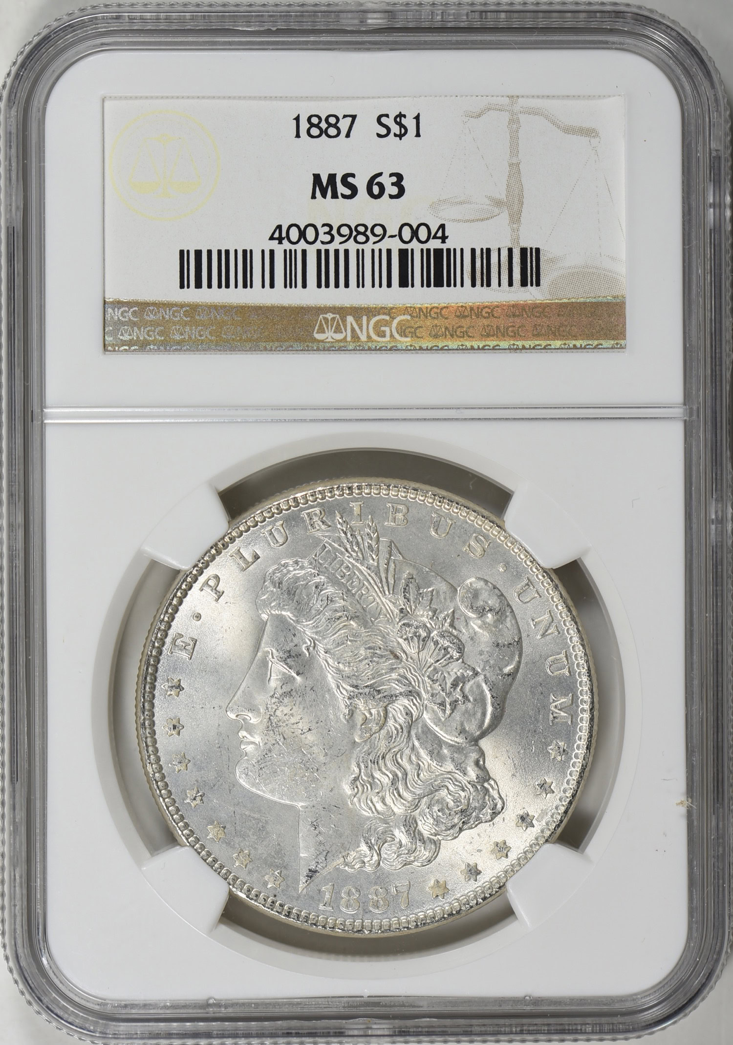 1887 Morgan Silver Dollar NGC MS-63 (Item 557963