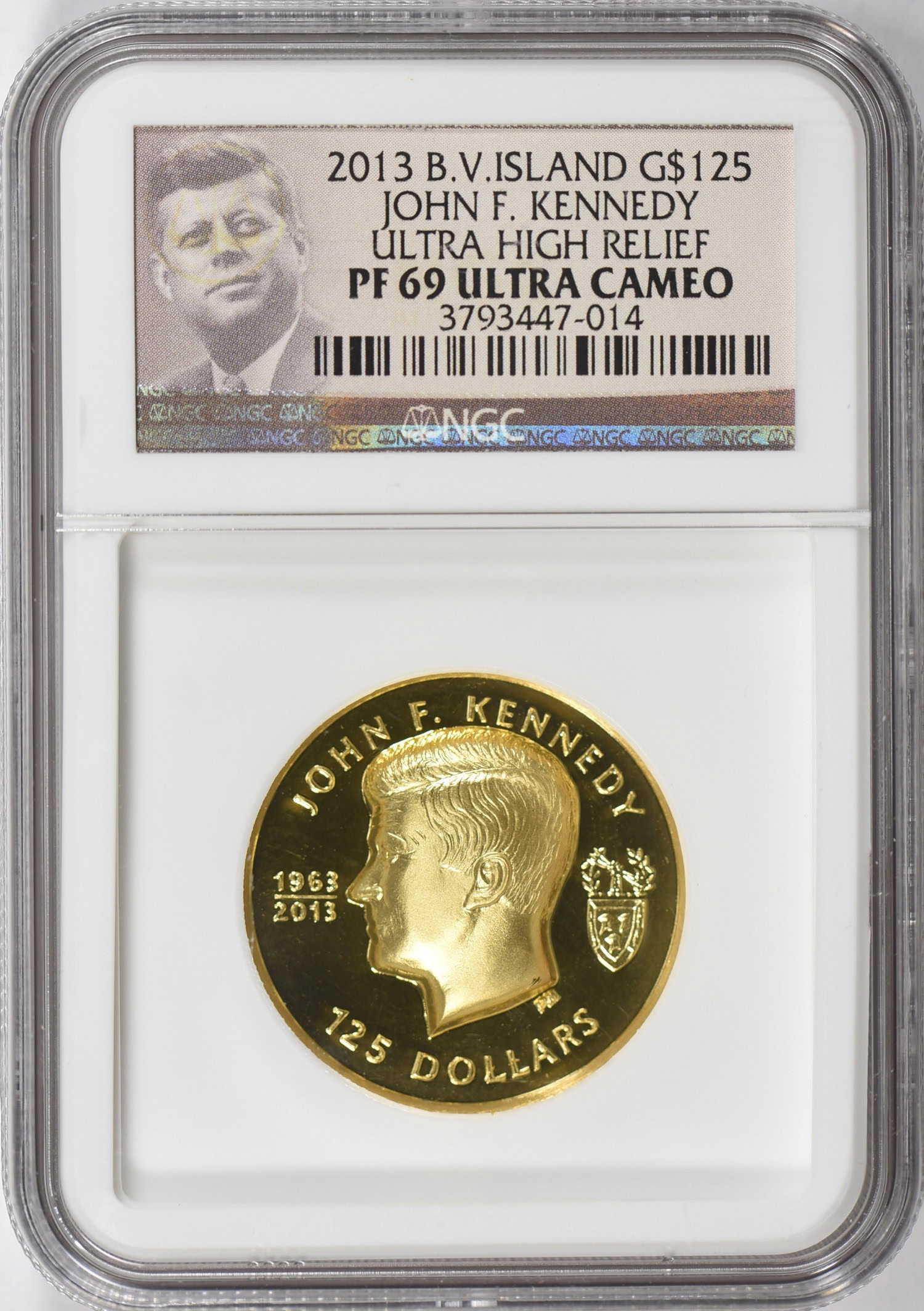 British Virgin Islands 2013 G$125 Gold John F. Kennedy Ultra High