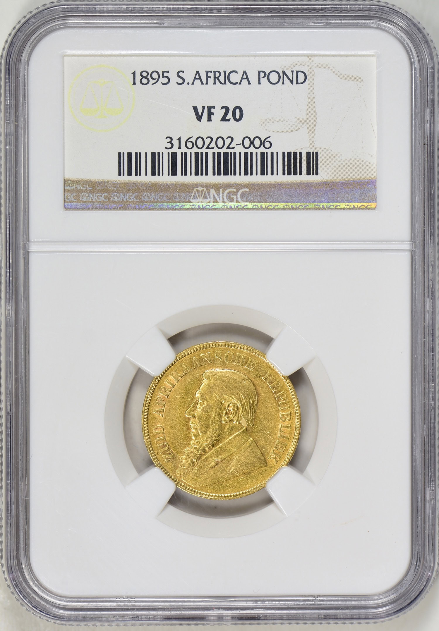 South Africa 1895 Gold Pond NGC VF-20 (AGW = 0.2352 oz.) | NGC