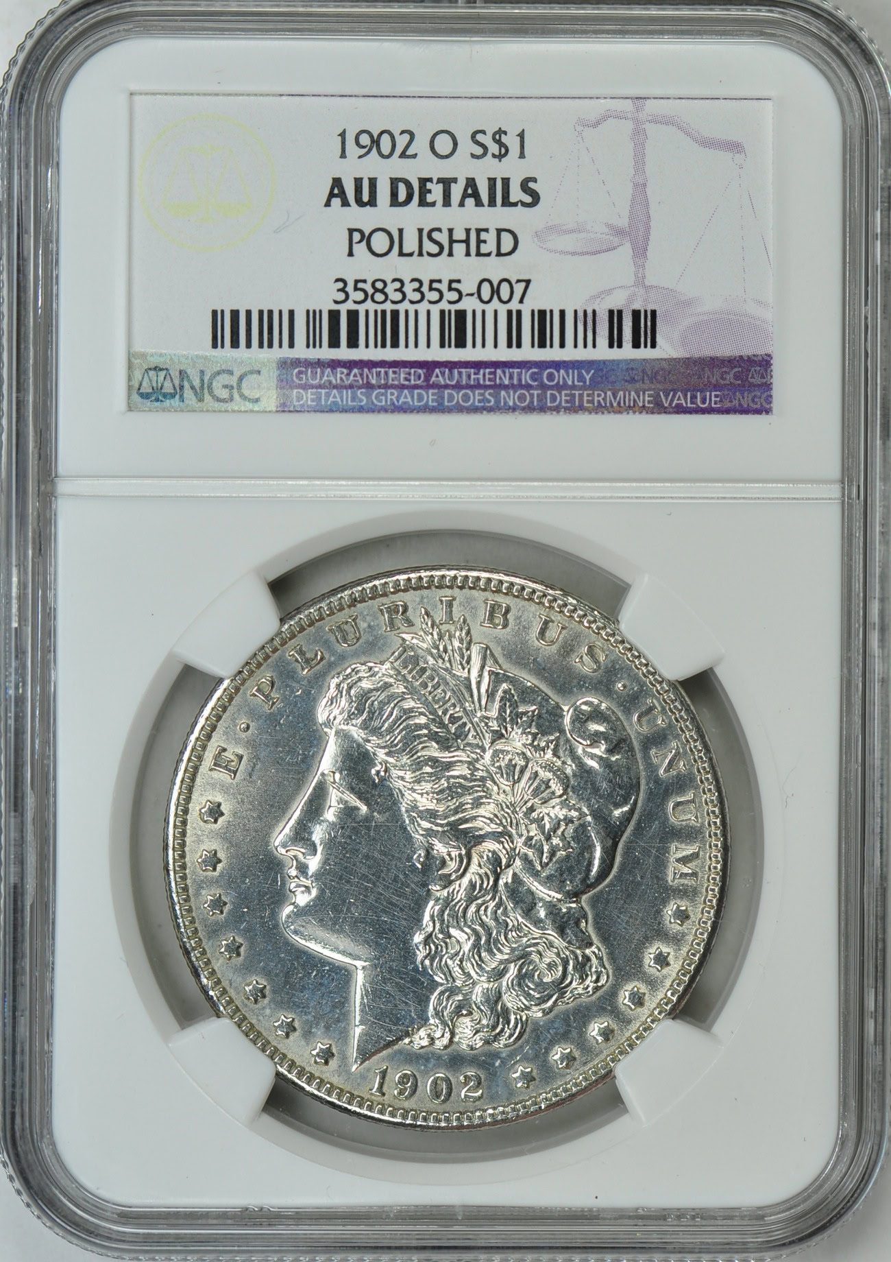 1902-O Morgan Silver Dollar NGC AU Details (Item 57182