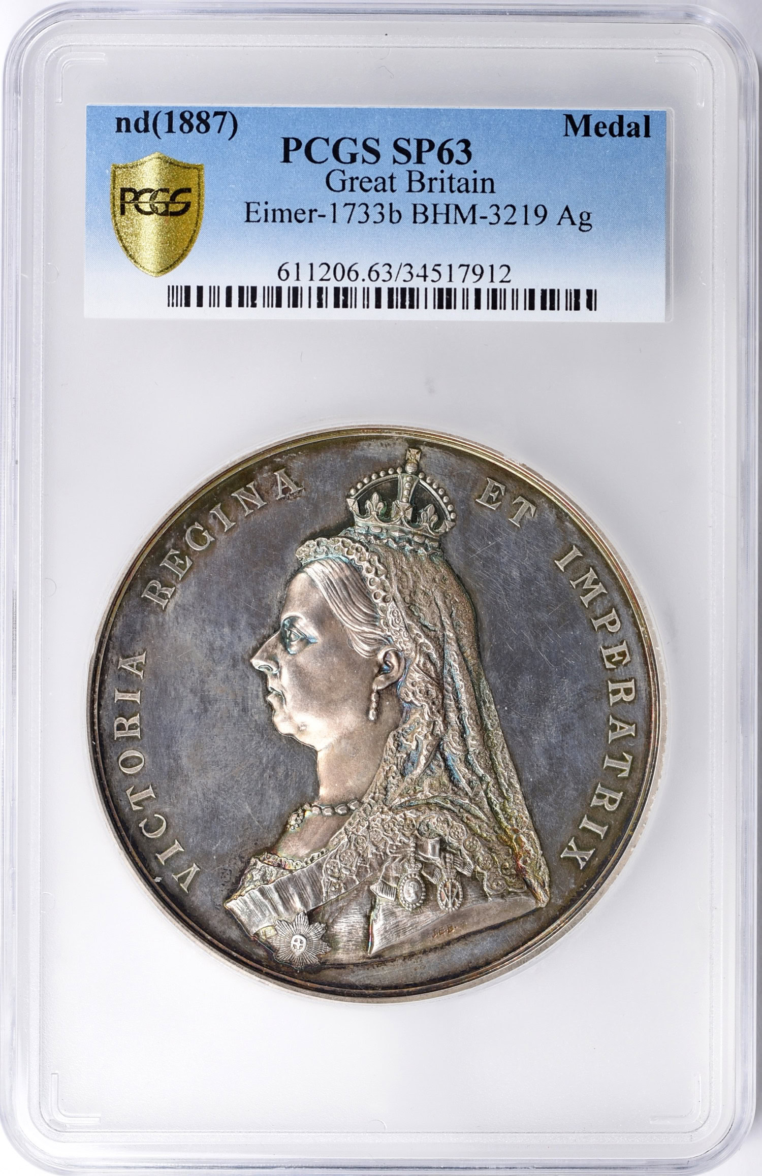 Great Britain nd(1887) Silver Medal Eimer-1733b BHM-3219 PCGS SP