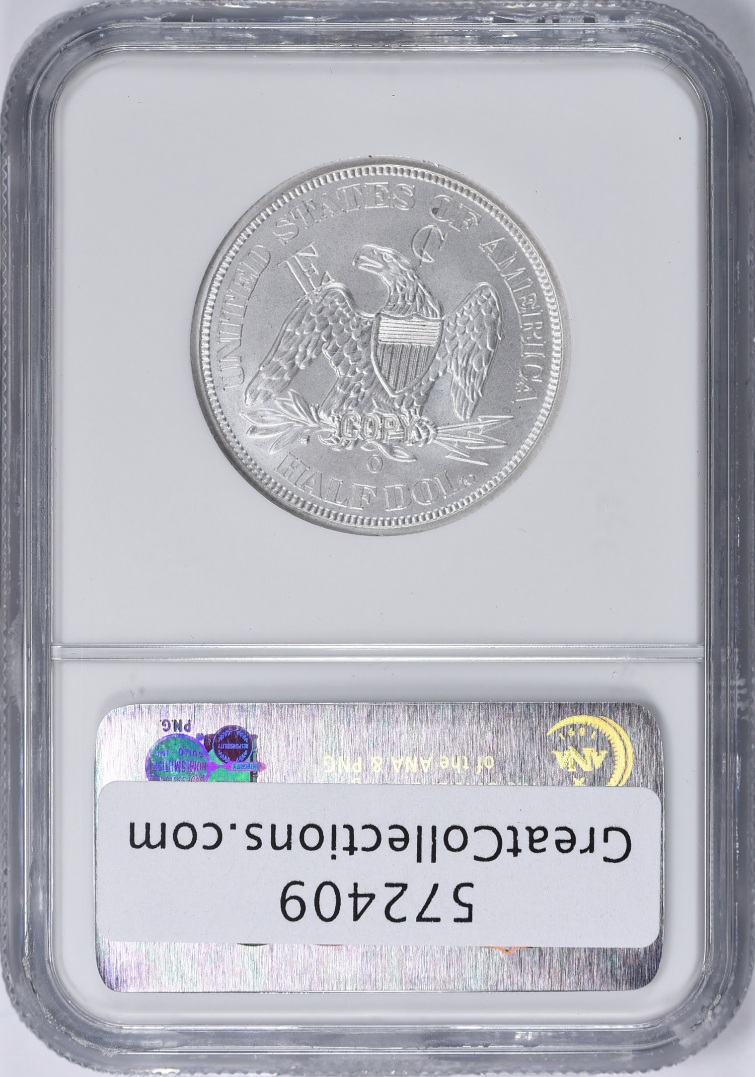 1858-O Seated Liberty Half Dollar Hand Inscribed 