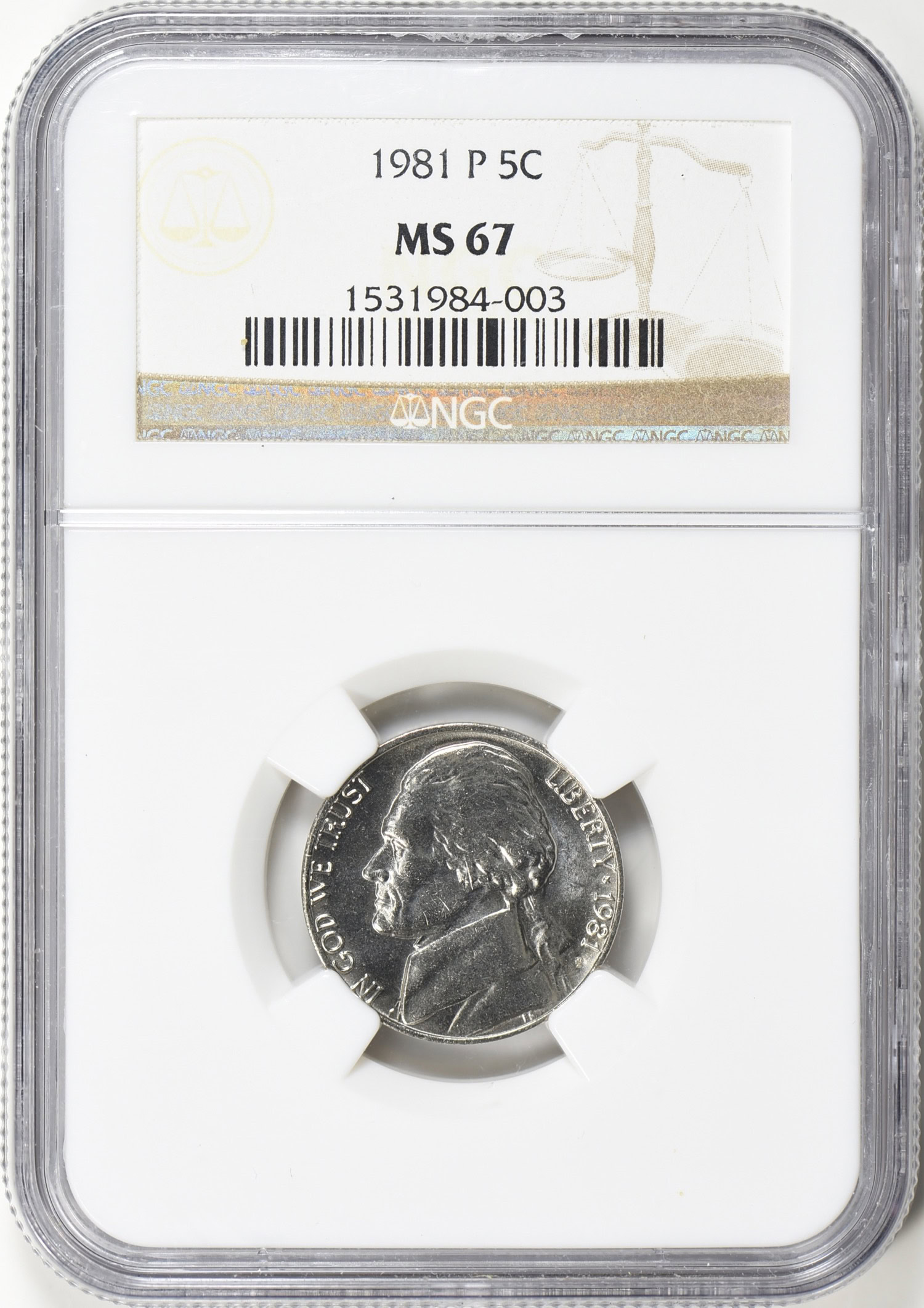 1981-P Jefferson Nickel NGC MS-67 (Item 581190) | GreatCollections
