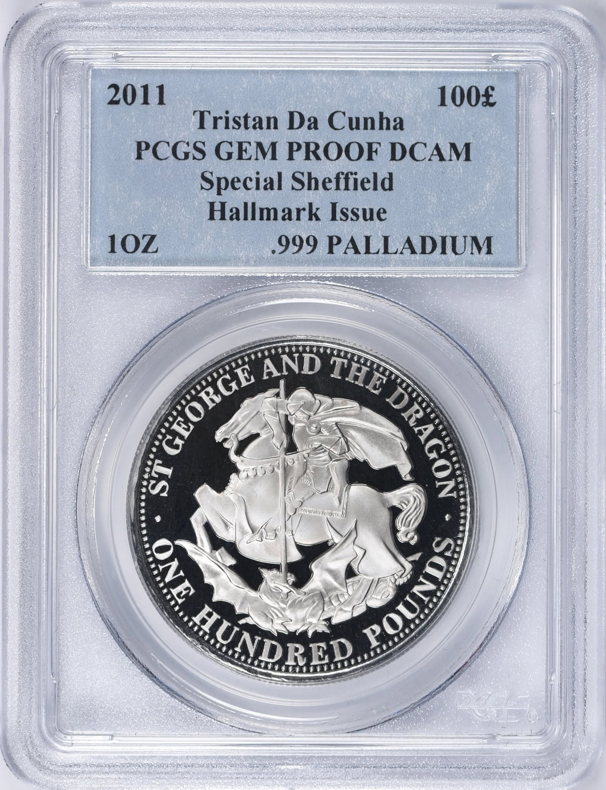 Tristan da Cunha 2011 Palladium 100 Pounds St. George and the