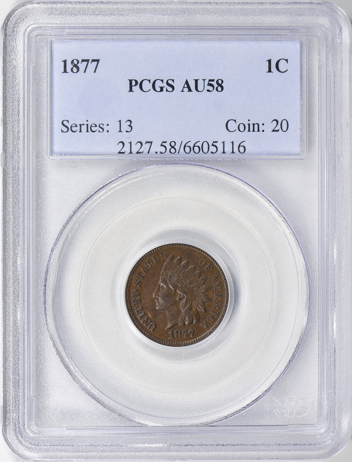 セントくん 1877 Indian Cent PCGS AU-58 BN (Item 596036) | GreatCollections