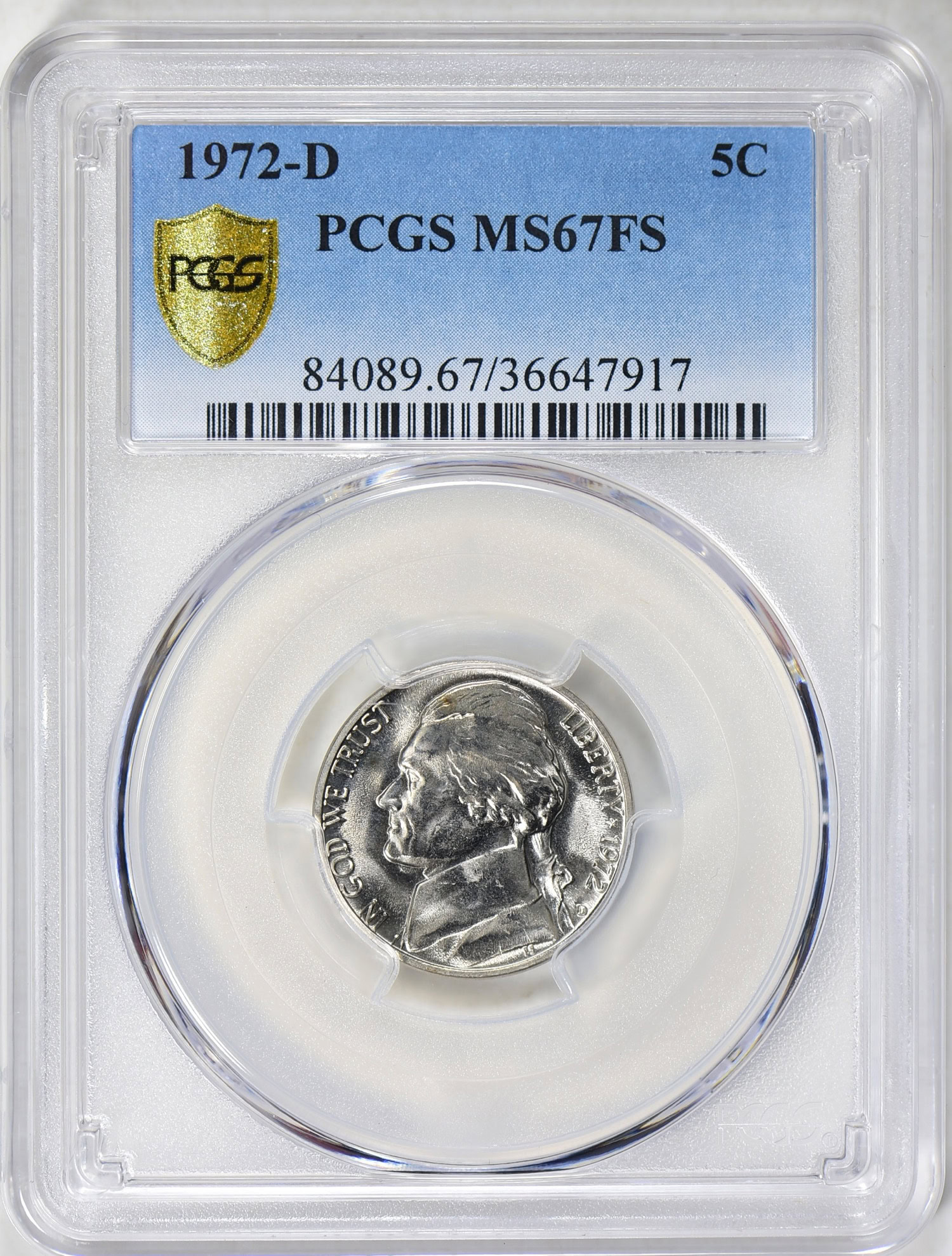 1972-D Jefferson Nickel PCGS MS-67 FS (Item 602833