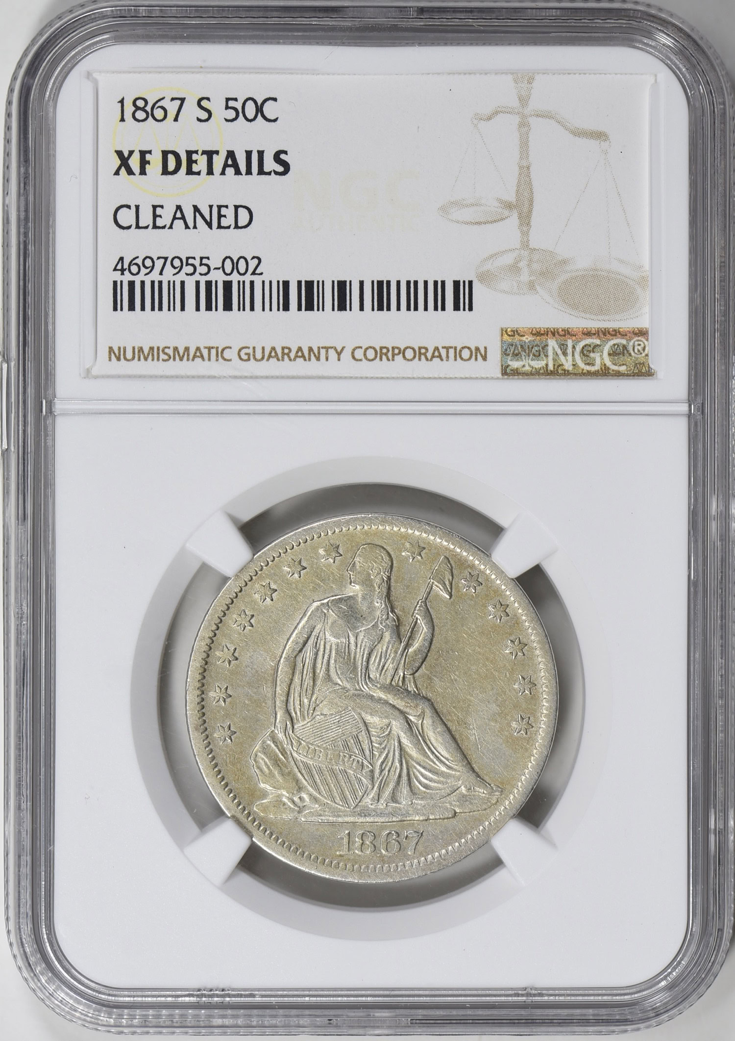 1867-S Seated Liberty Half Dollar NGC XF Details (Item 607110