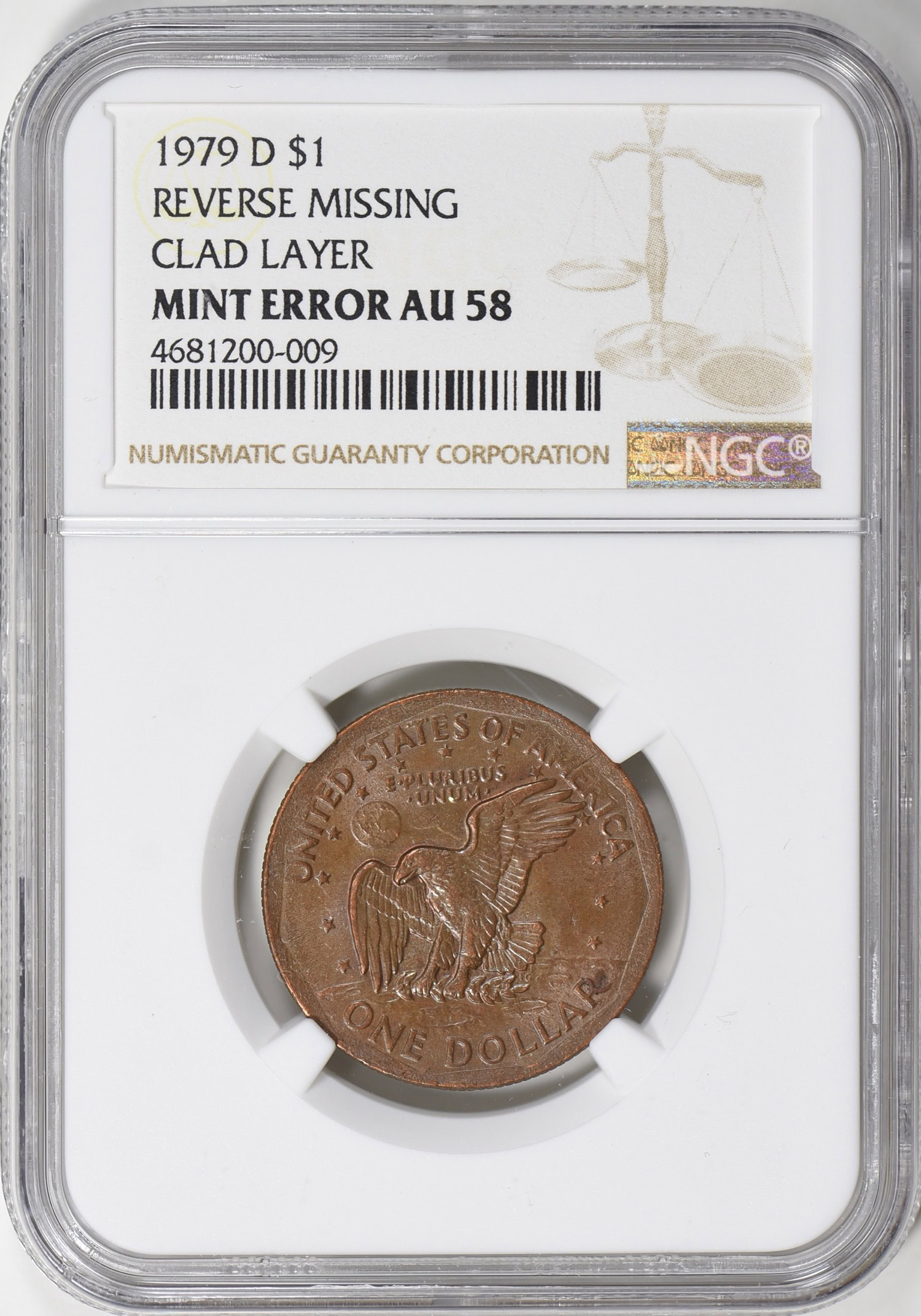 Mint Error 1979-D Susan B. Anthony Dollar Reverse Missing Clad