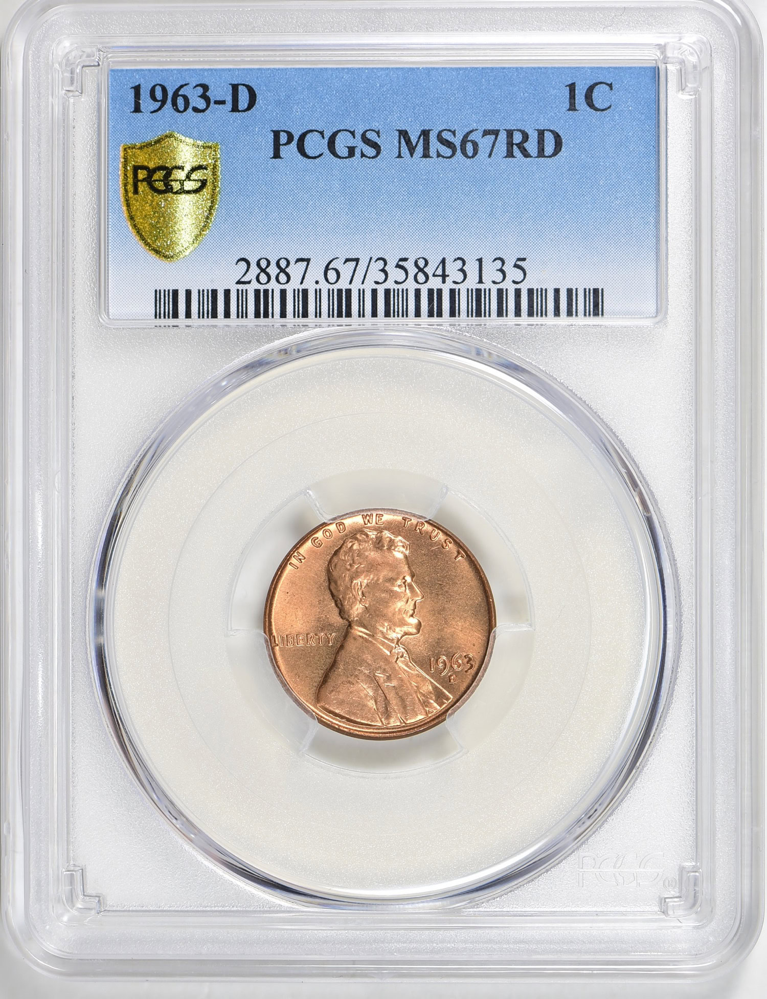 1963-D Lincoln Cent PCGS MS-67 RD (Item 608660) | GreatCollections