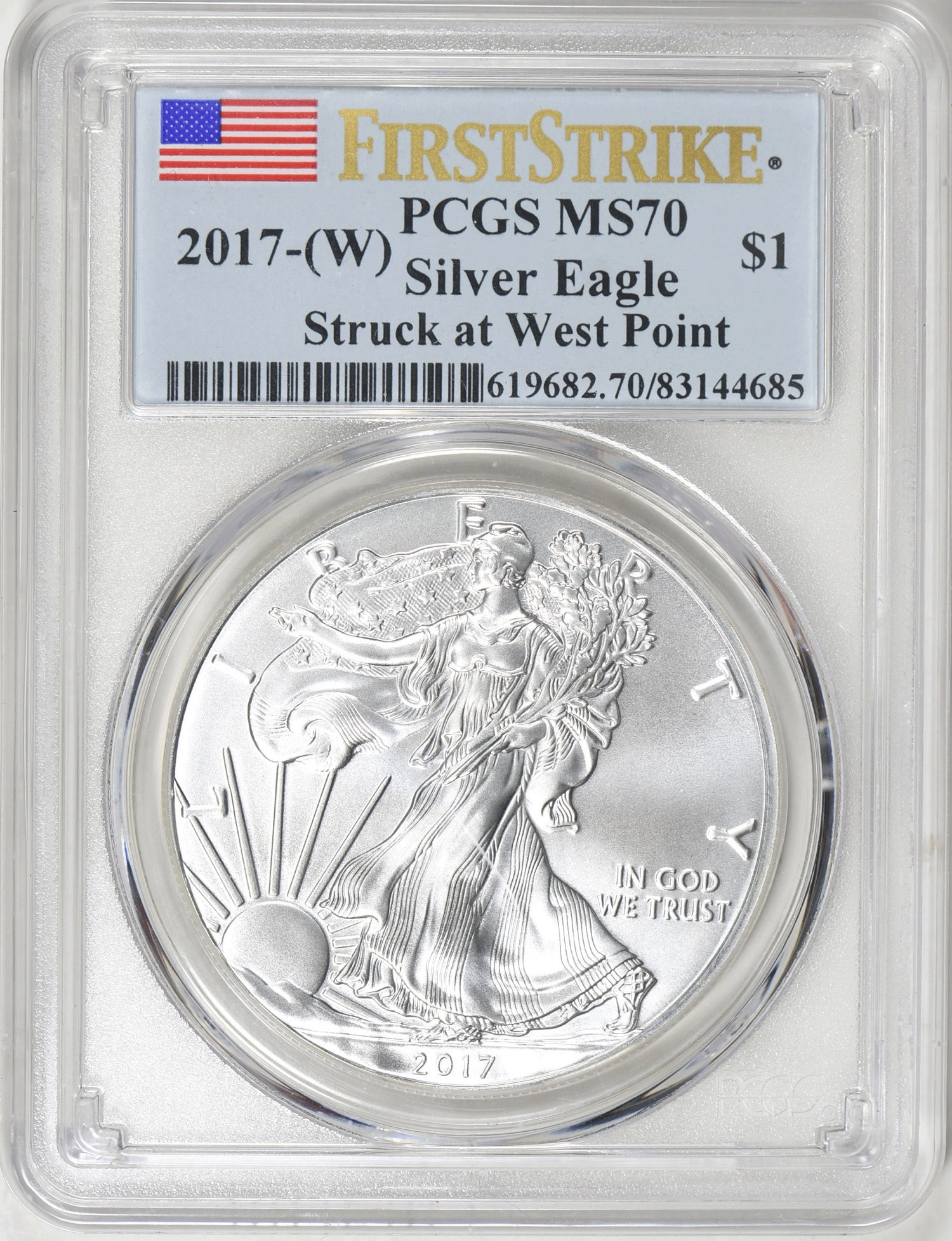 2017-(W) $1 Silver Eagle First Strike (Struck at West Point) PCGS MS-70 ...