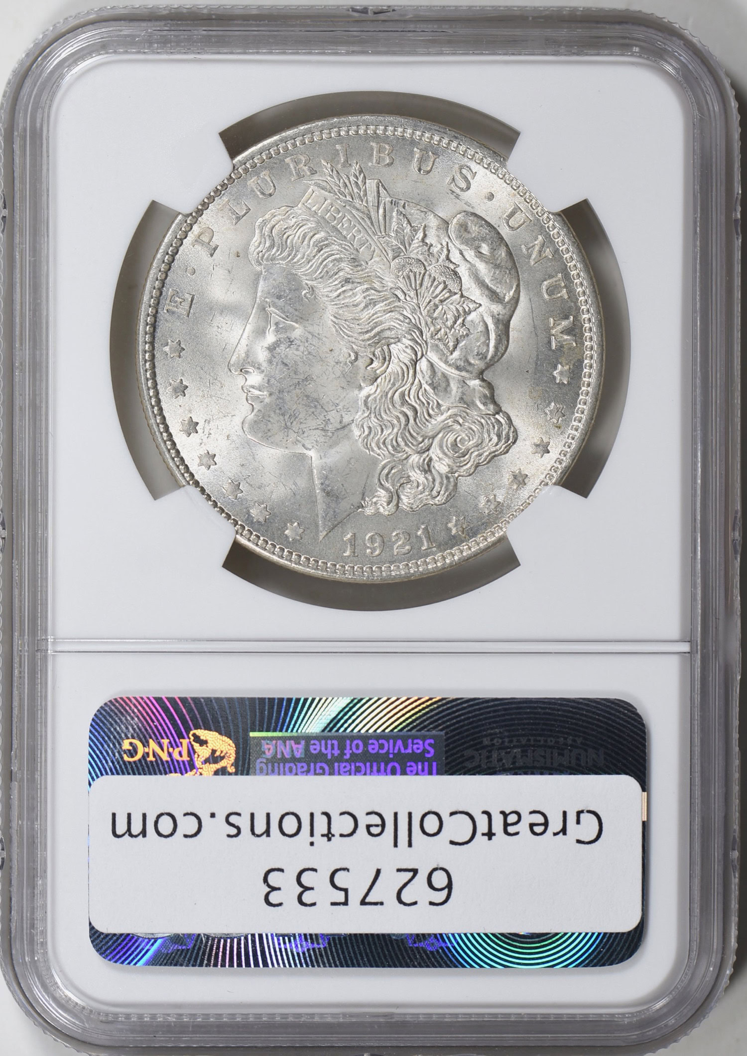 Mint Error 1921 Morgan Silver Dollar Reverse Struck Through NGC MS